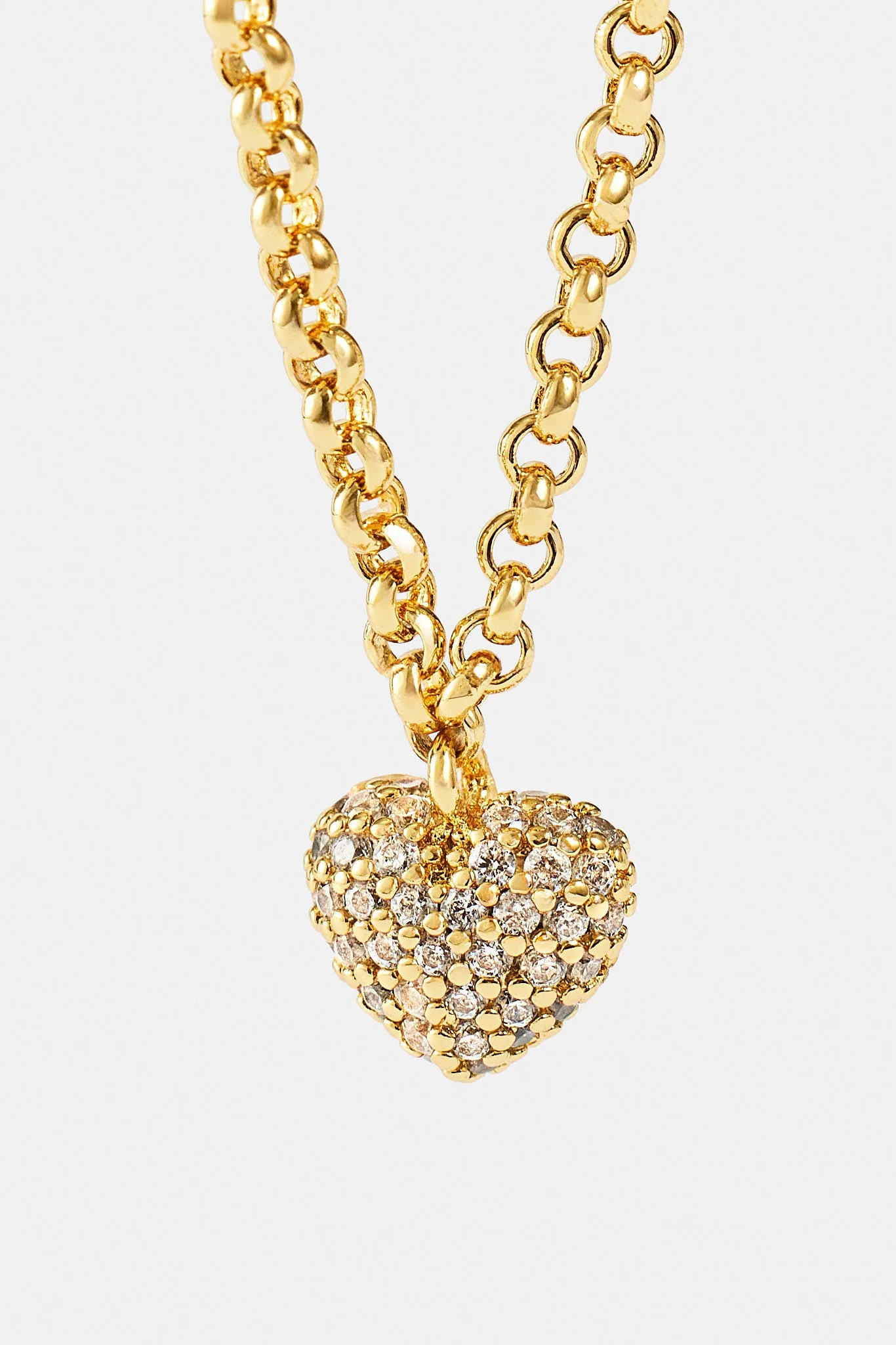 Iced Pave Heart Micro Necklace - 6mm - Gold - Image 3
