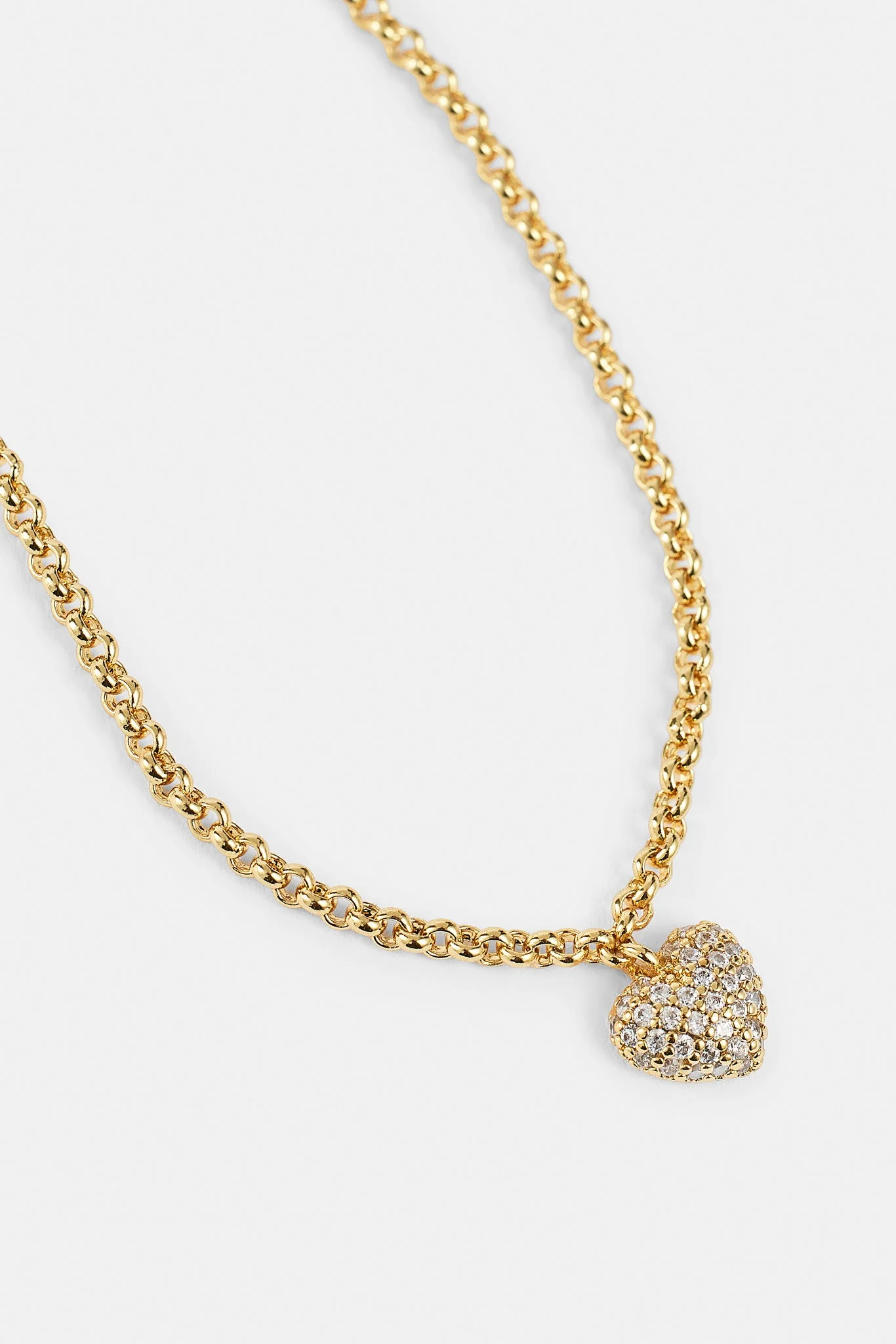Iced Pave Heart Micro Necklace - 6mm - Gold - Image 4