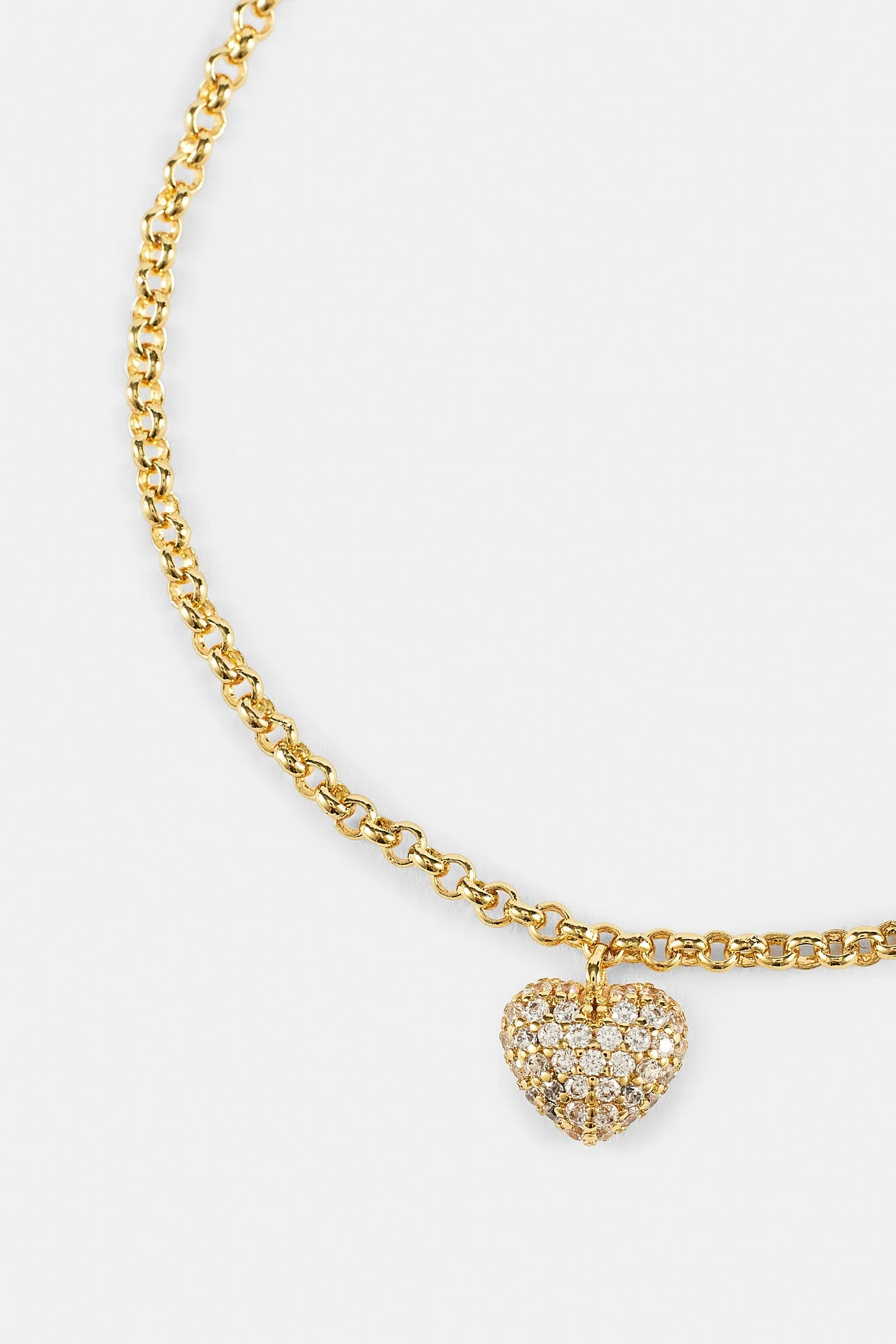 Iced Pave Heart Micro Necklace - 6mm - Gold - Image 5