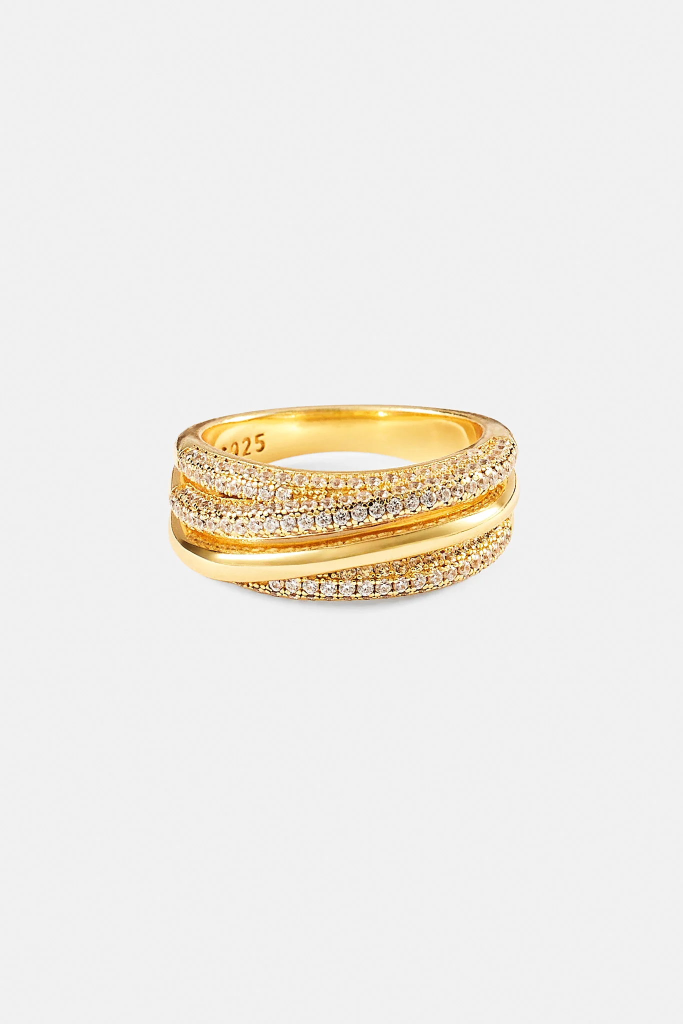 Iced Pave Layered Polished Ring - 8mm - Image 3