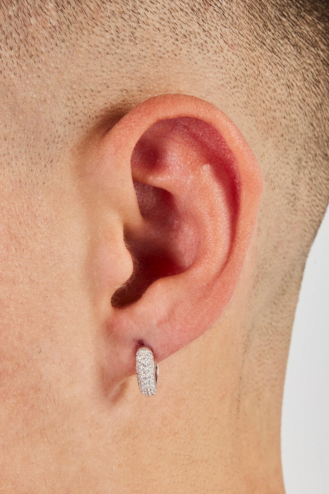 Iced Pave Micro Huggie Earrings - 12mm - Image 2