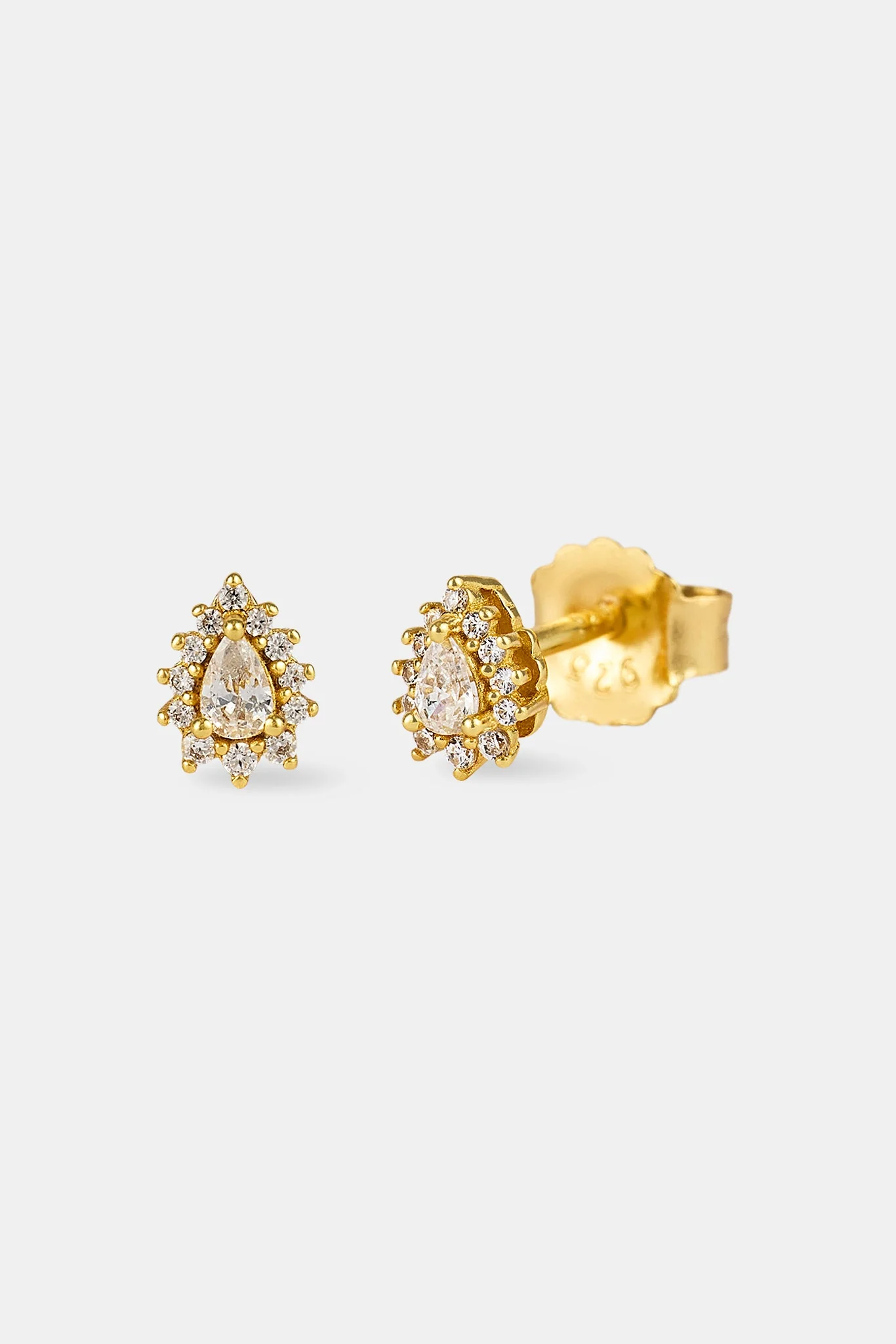 Iced Pear Cluster Stud Earrings - 6mm - Gold - Image 2
