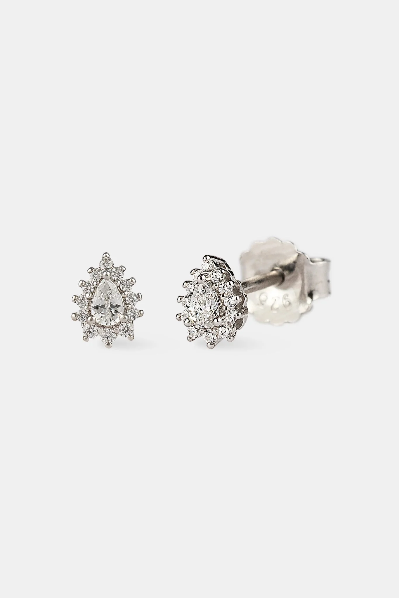 Iced Pear Cluster Stud Earrings - 6mm - White - Image 2