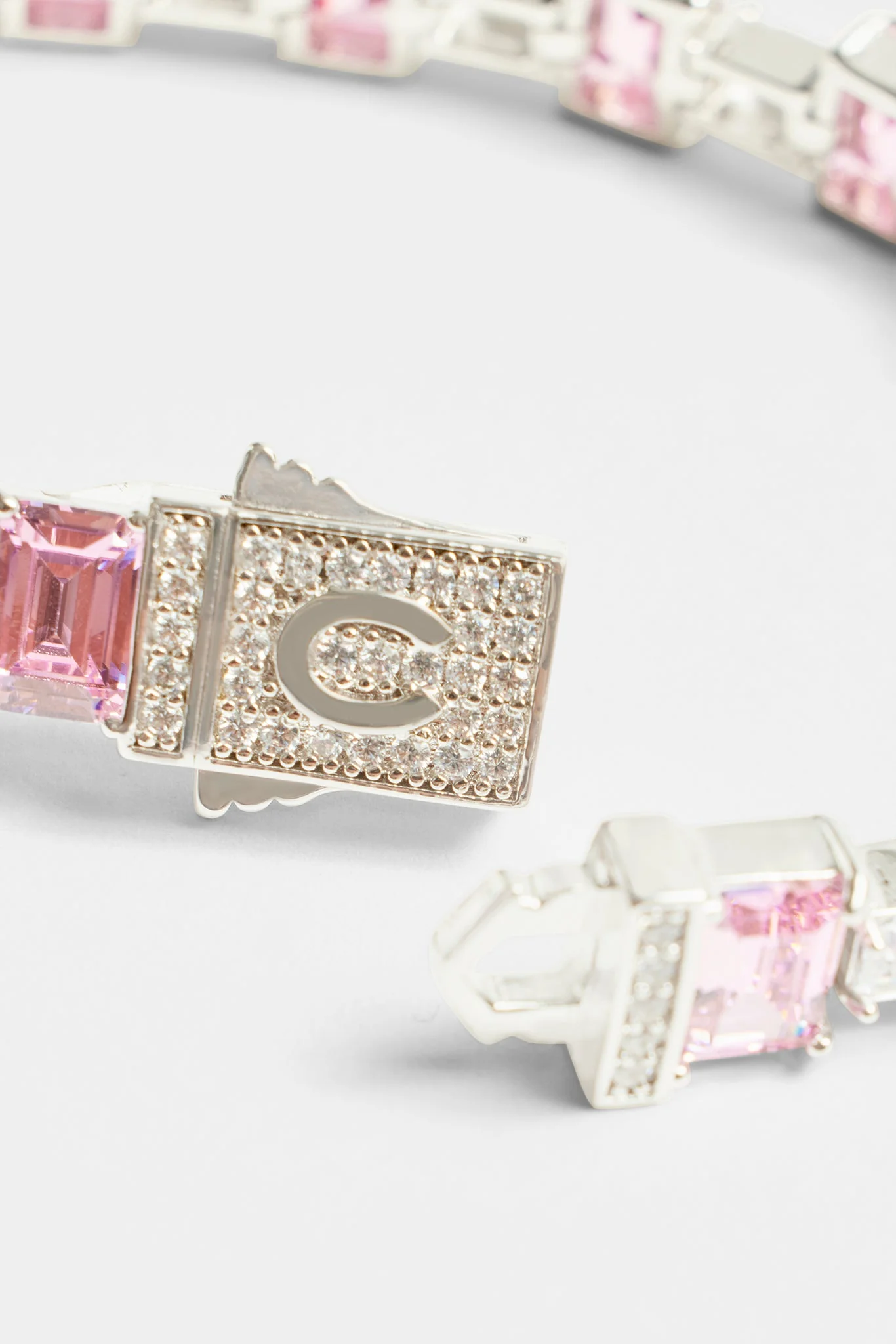 Iced Pink CZ Baguette Tennis Bracelet - Image 3