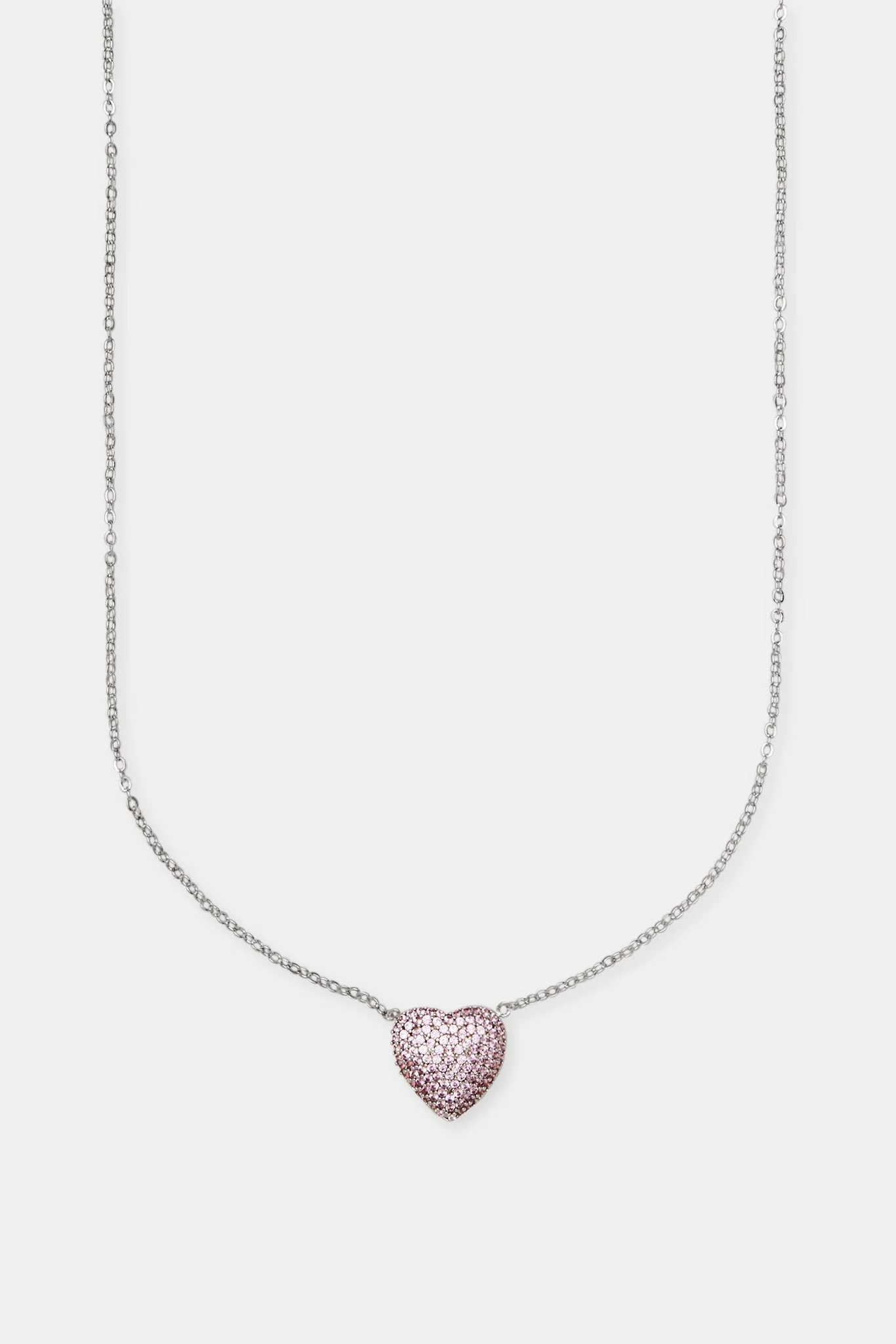 Iced Pink  Heart Necklace - 12mm - Image 2