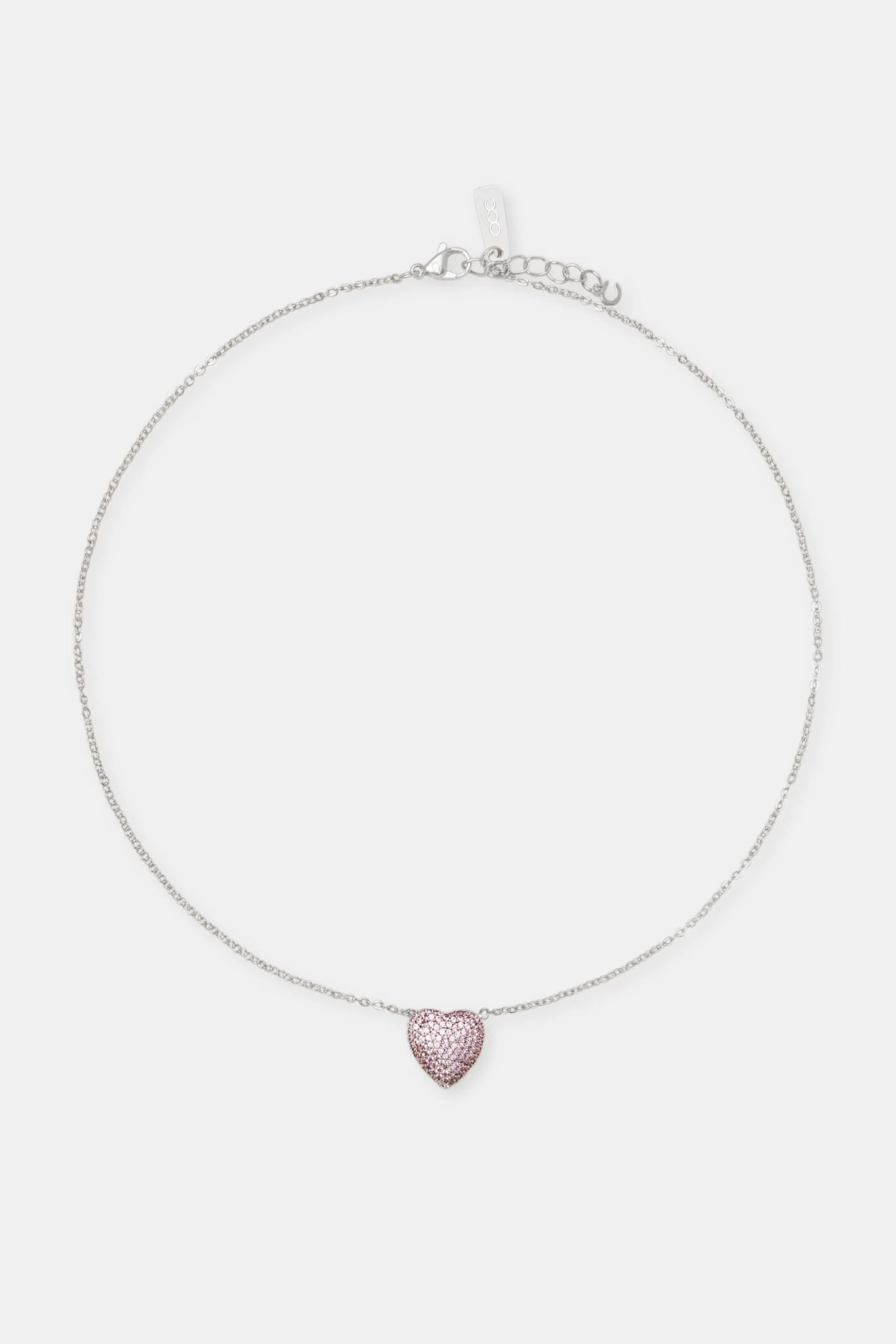 Iced Pink  Heart Necklace - 12mm - Image 4