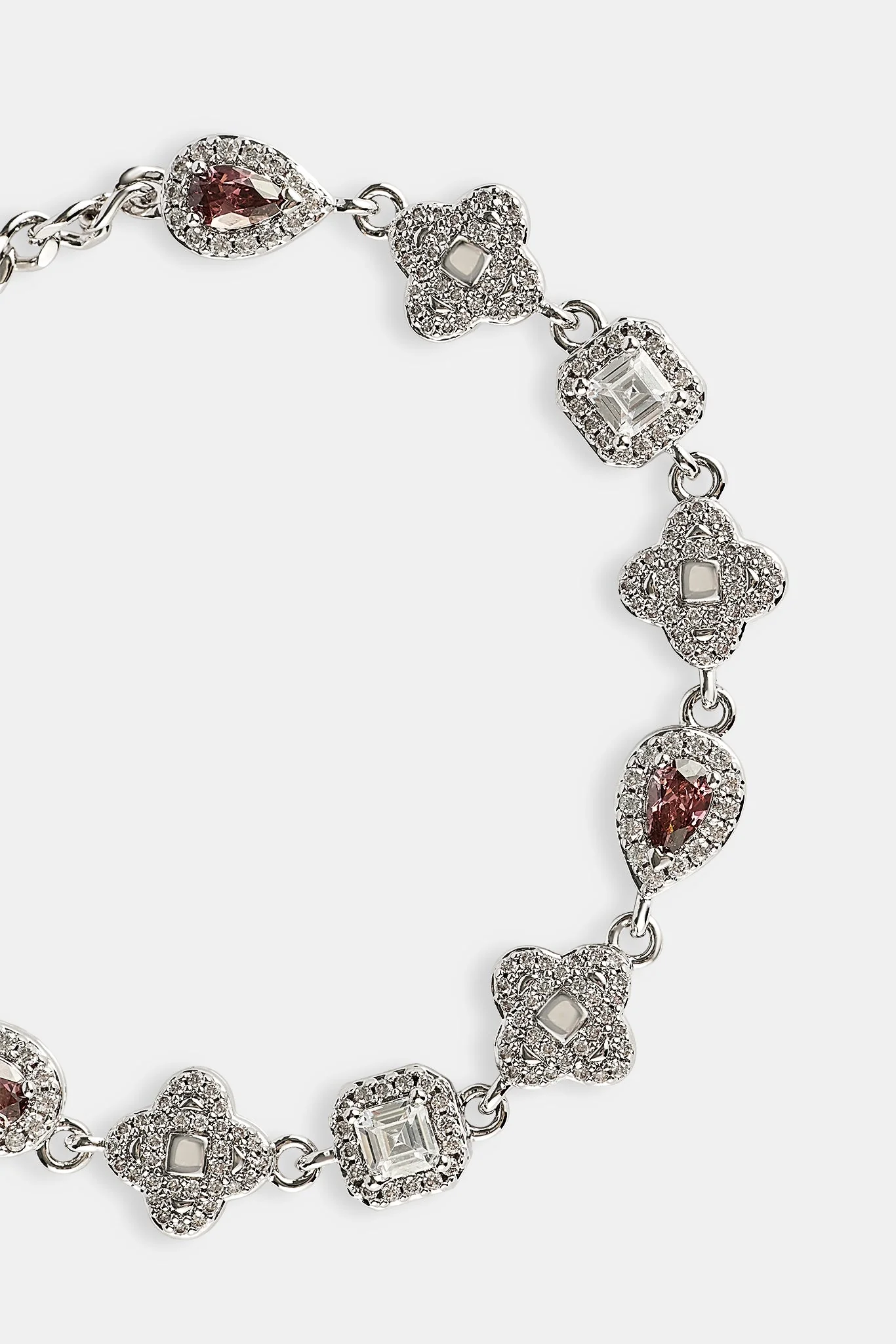 Iced Pink Multi Gemstone Cuban Bracelet - 3mm - Image 3