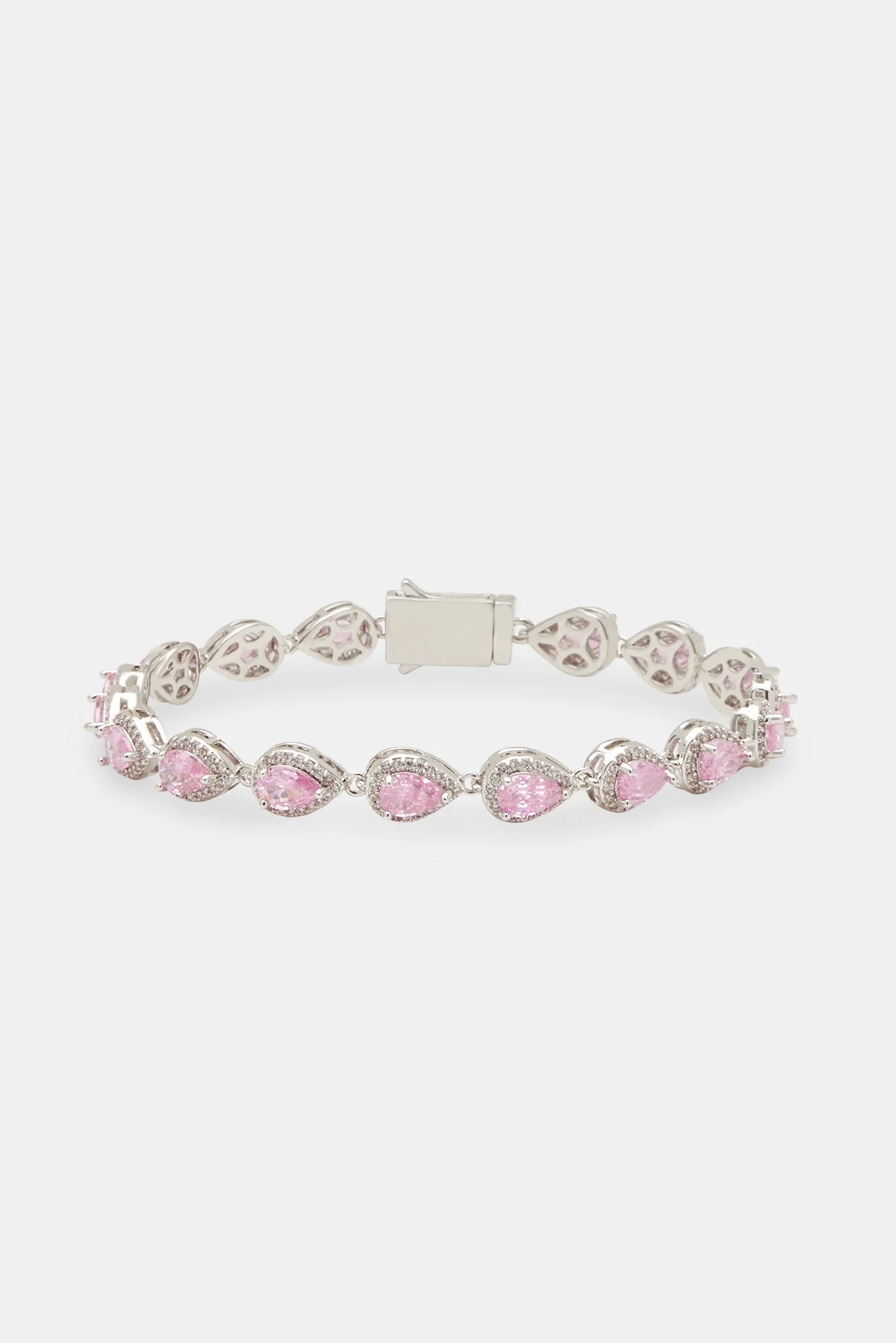 Iced Pink Oval CZ Tennis Bracelet - 6mm - Image 2