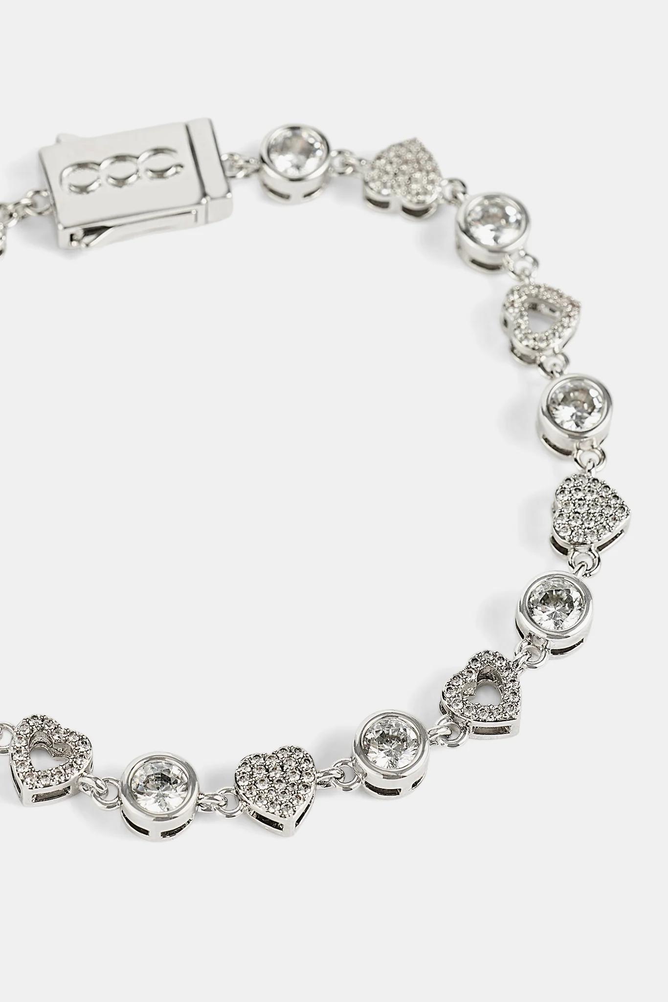 Iced & Polished Heart Multigem Bracelet - 6mm - White - Image 3