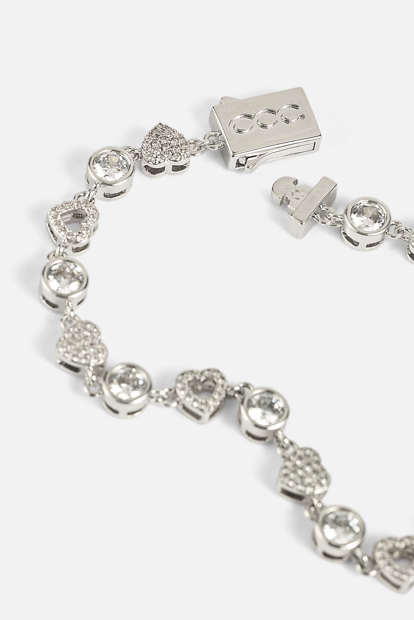 Iced & Polished Heart Multigem Bracelet - 6mm - White - Image 4
