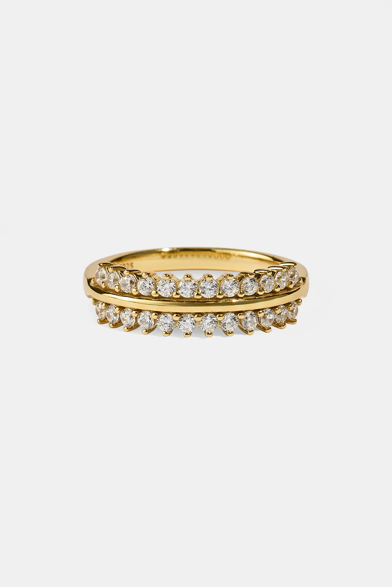Iced & Polished Oval Band Ring - Gold - Image 2
