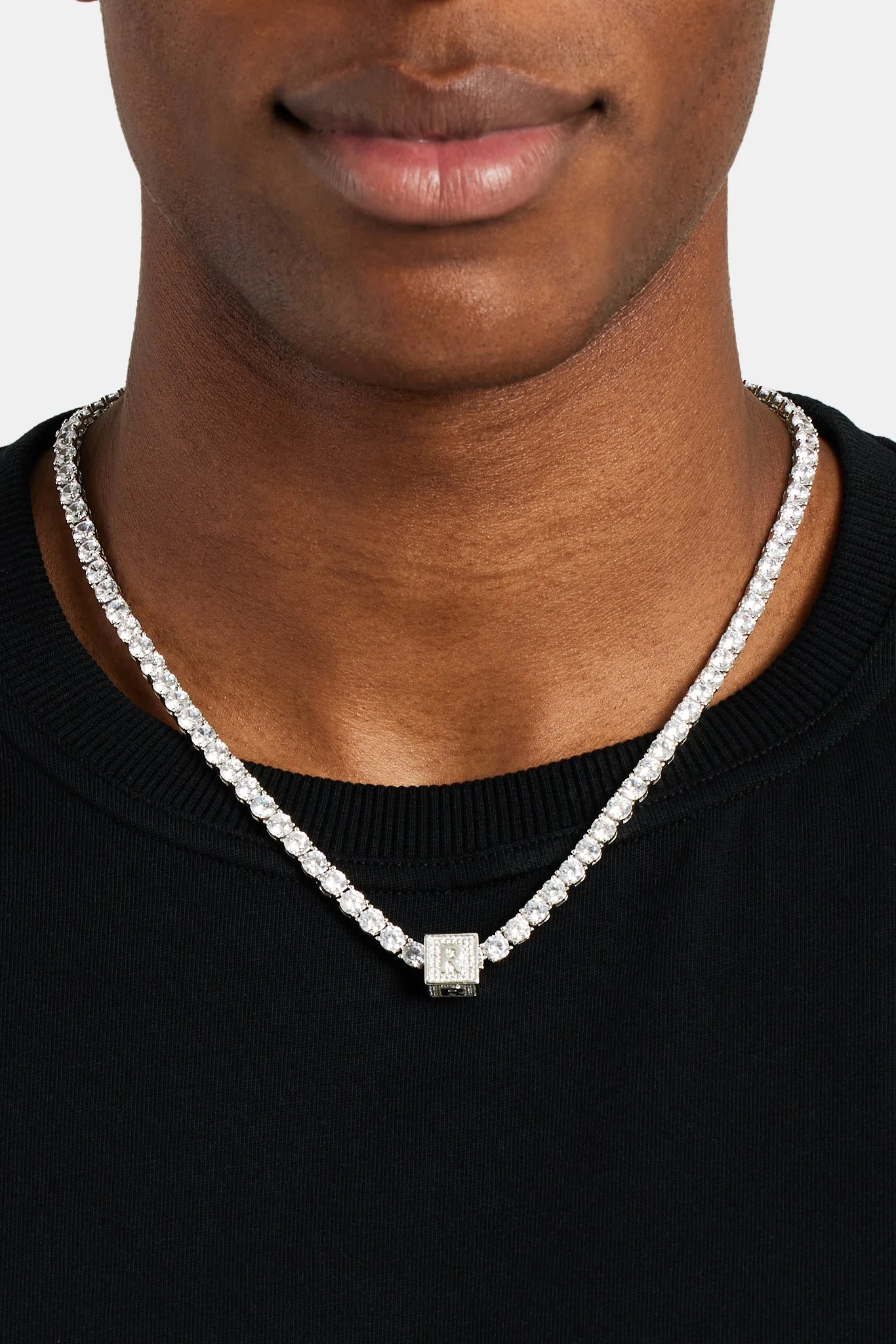 Iced R Letter Block Pendant - Image 4