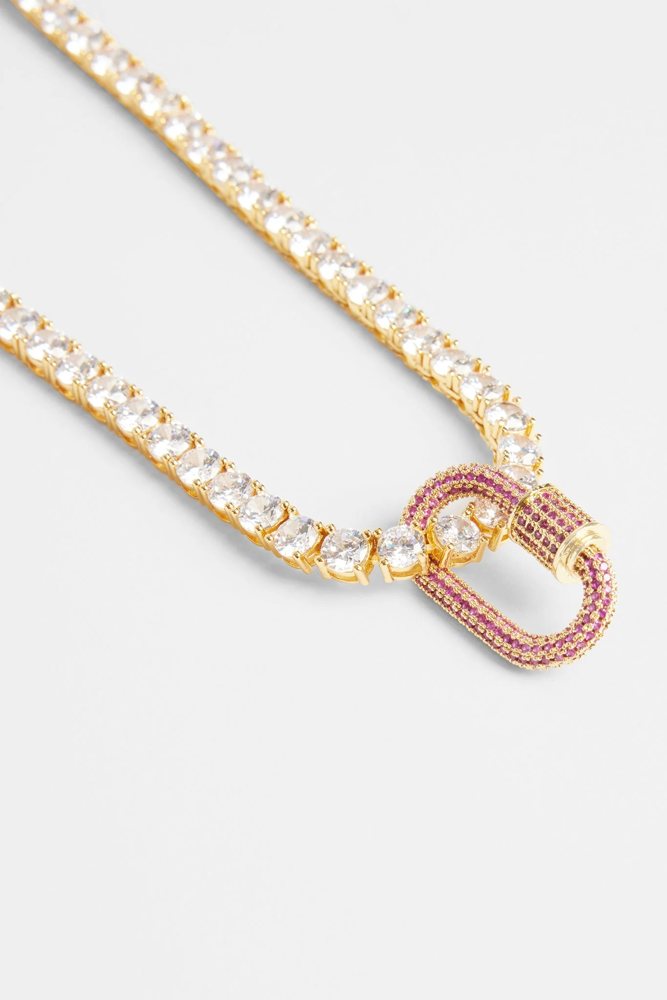 Iced Red Carabiner Pendant - Gold - Image 2