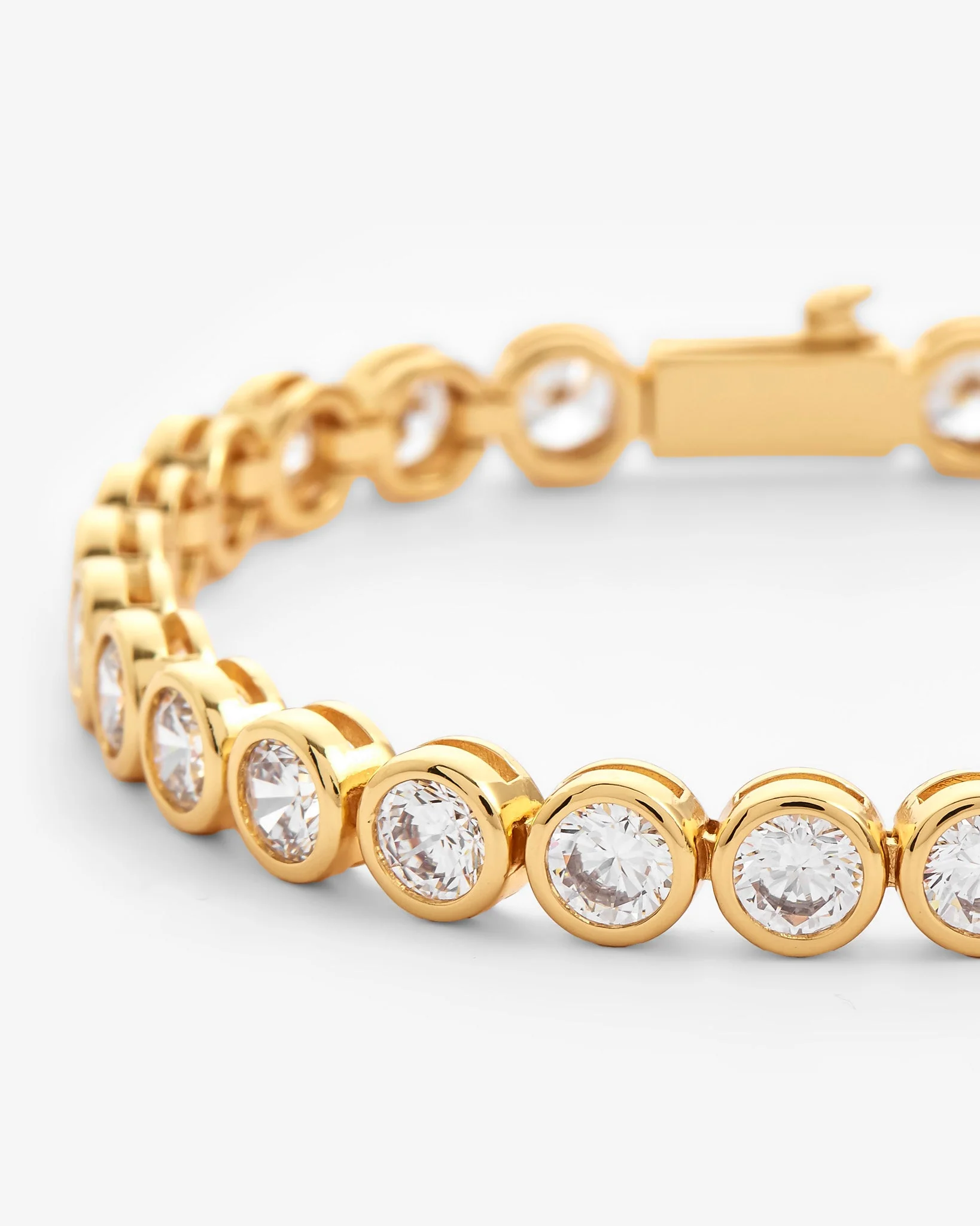 Iced Round Stone Bracelet - Gold - Image 3