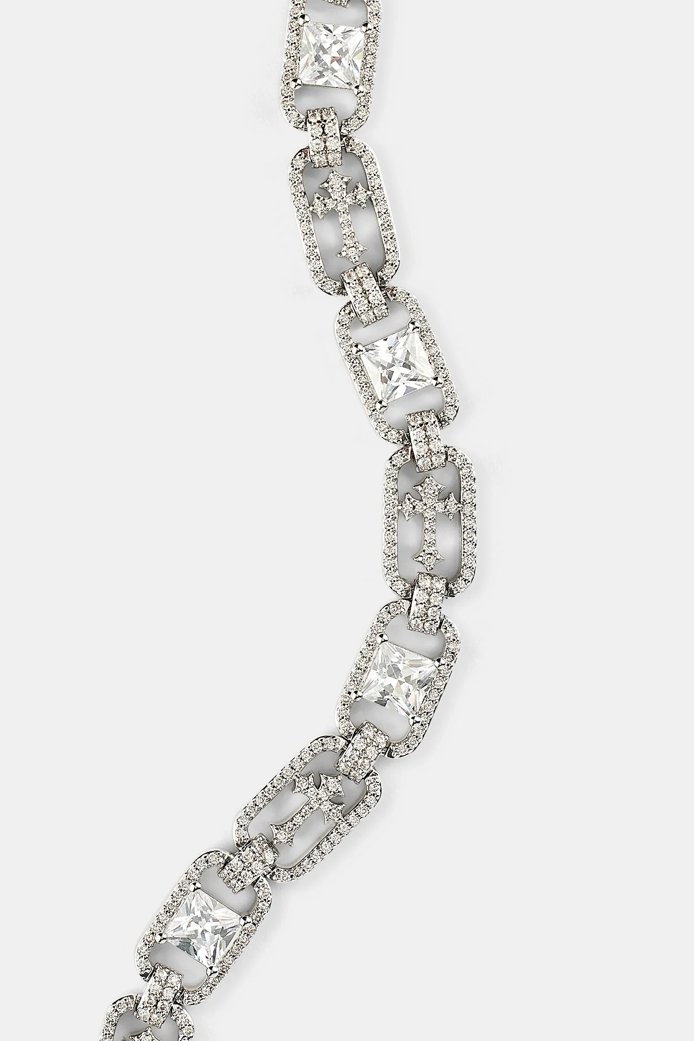 Iced Stone & Cross Link Bracelet - 8mm - Image 2