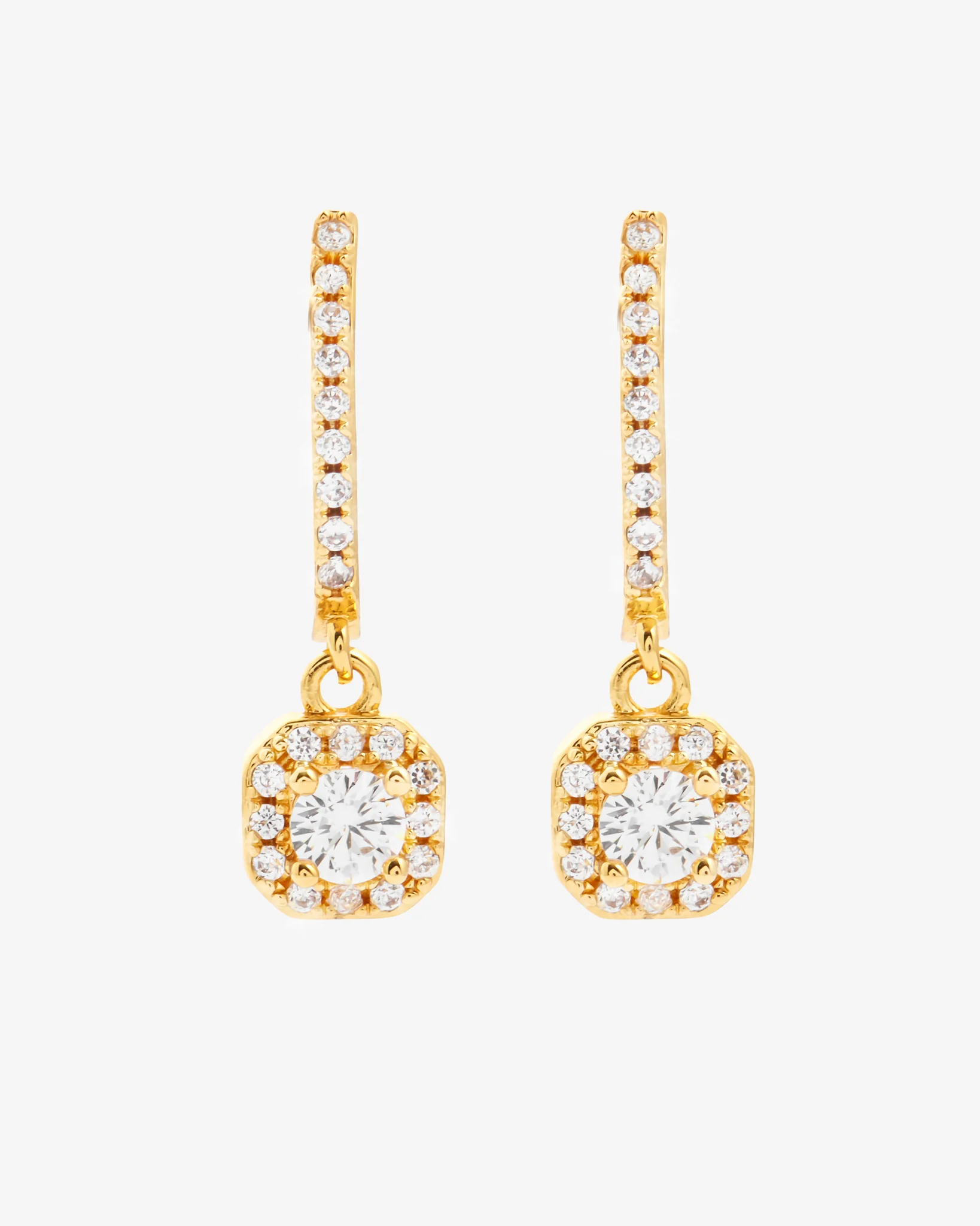 Iced Stone Huggie Earrings - Gold - Image 3