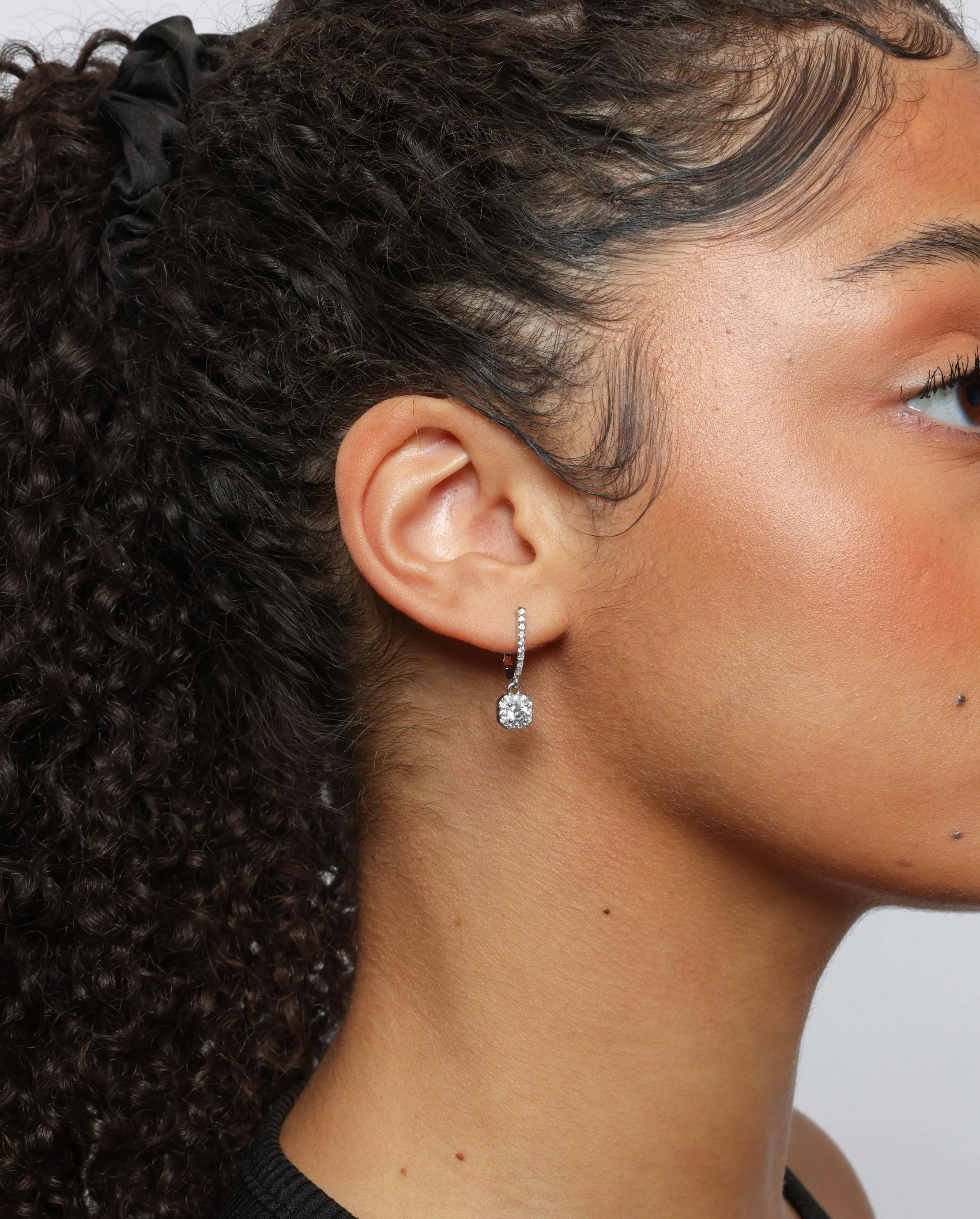 Iced Stone Huggie Earrings - Image 2