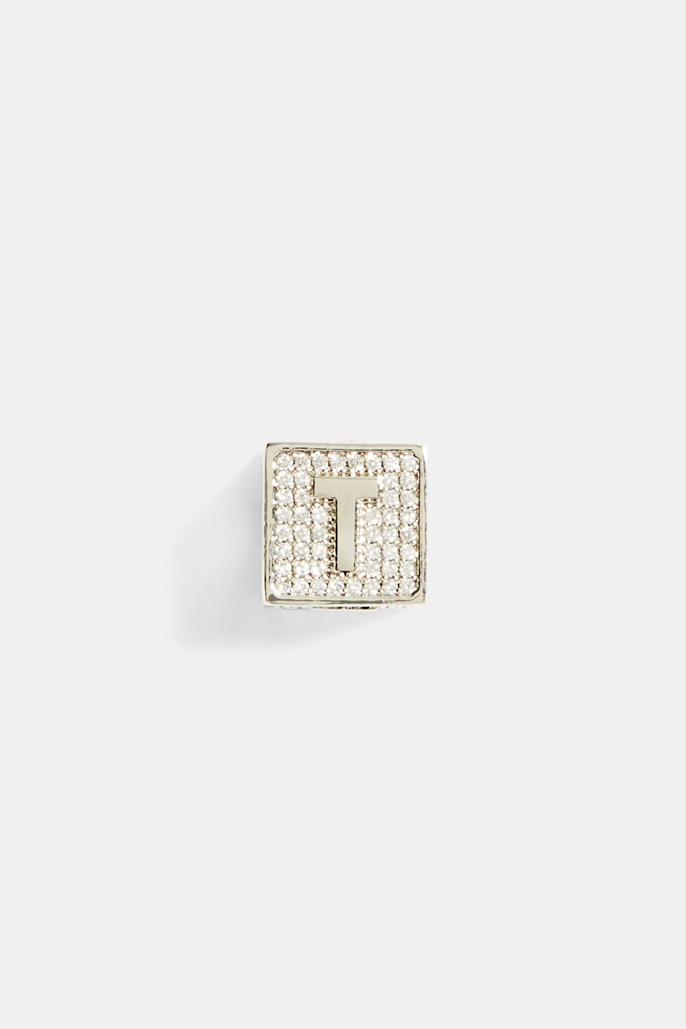 Iced T Letter Block Pendant - Image 2