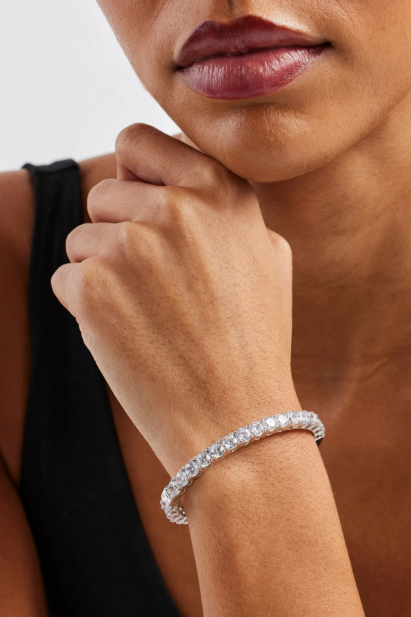 Iced Tennis Bangle - 5mm - White - Image 2