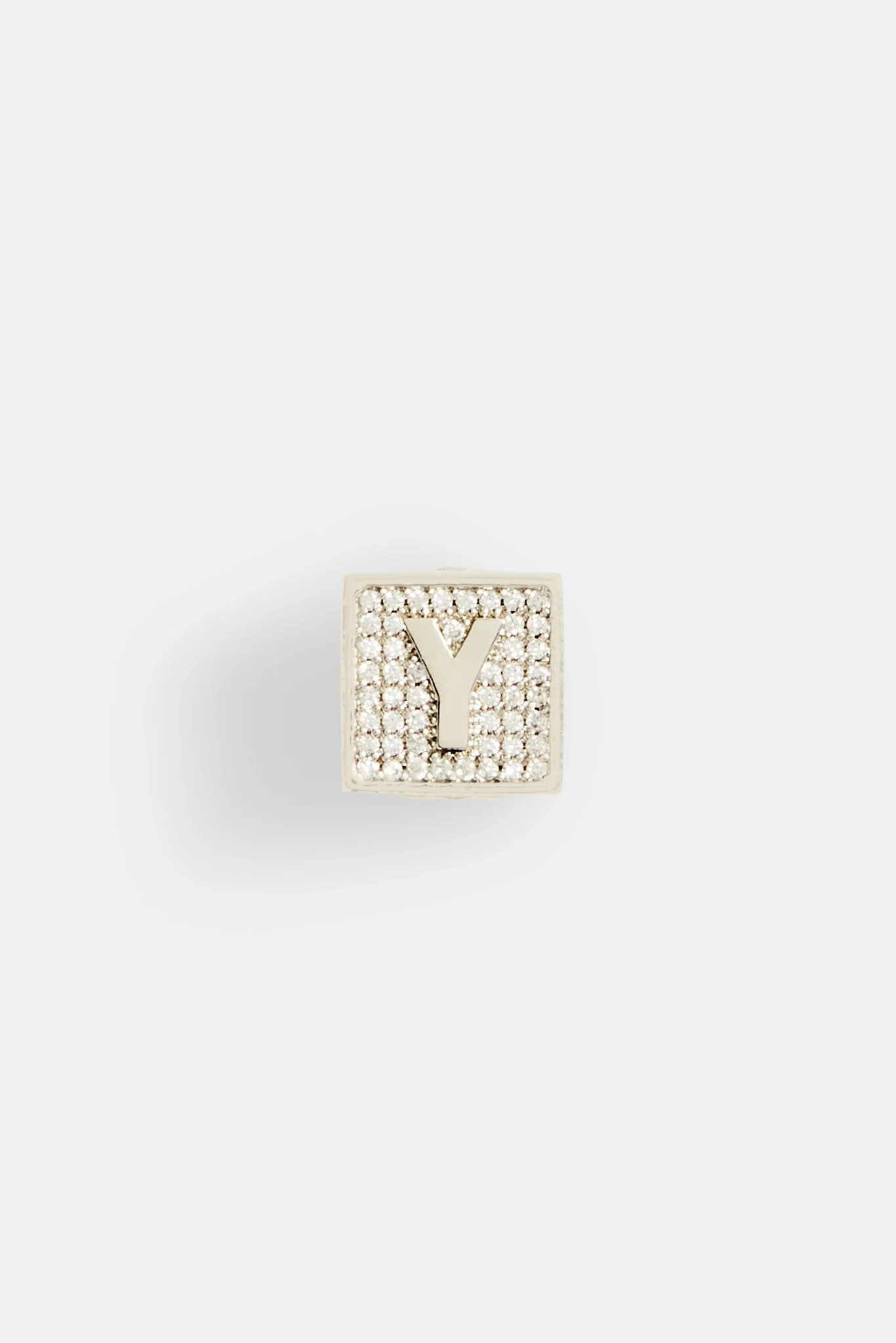 Iced Y Letter Block Pendant - Image 2