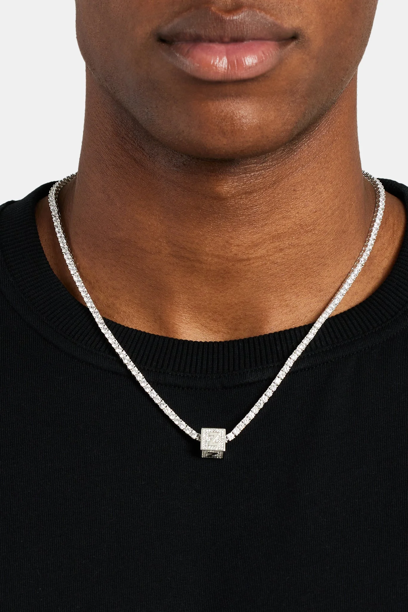 Iced Z Letter Block Pendant - Image 3