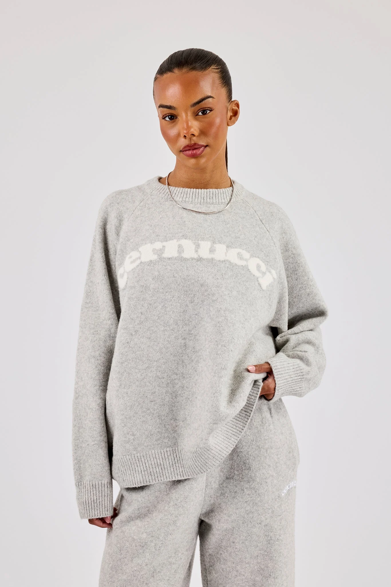 Knit Logo Sweat - Grey - Image 3