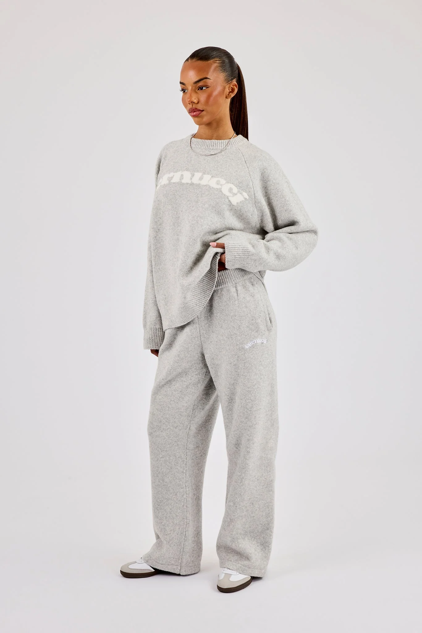 Knit Logo Sweat & Jogger - Grey - Image 4