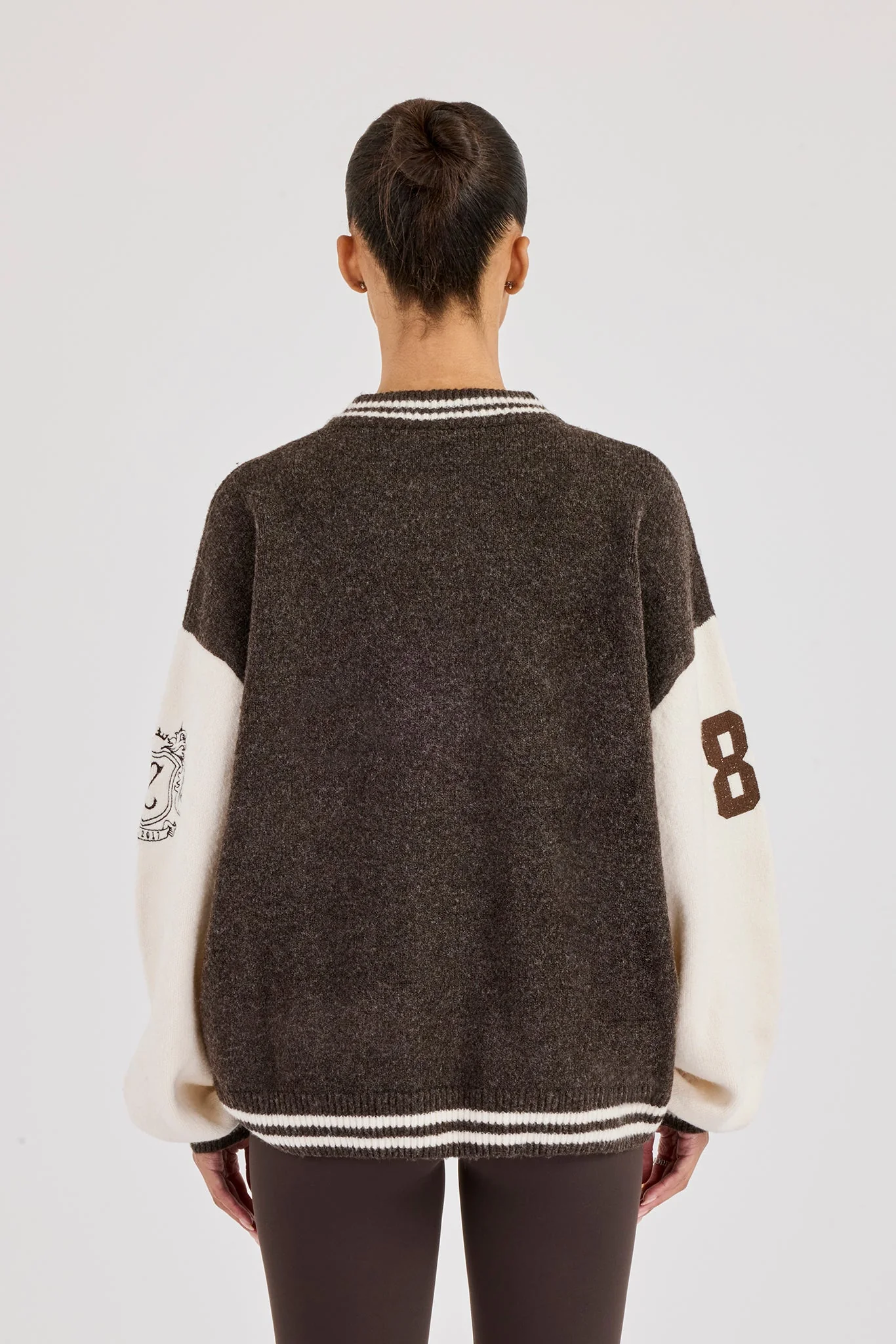 Knit Varsity Bomber - Chocolate - Image 4