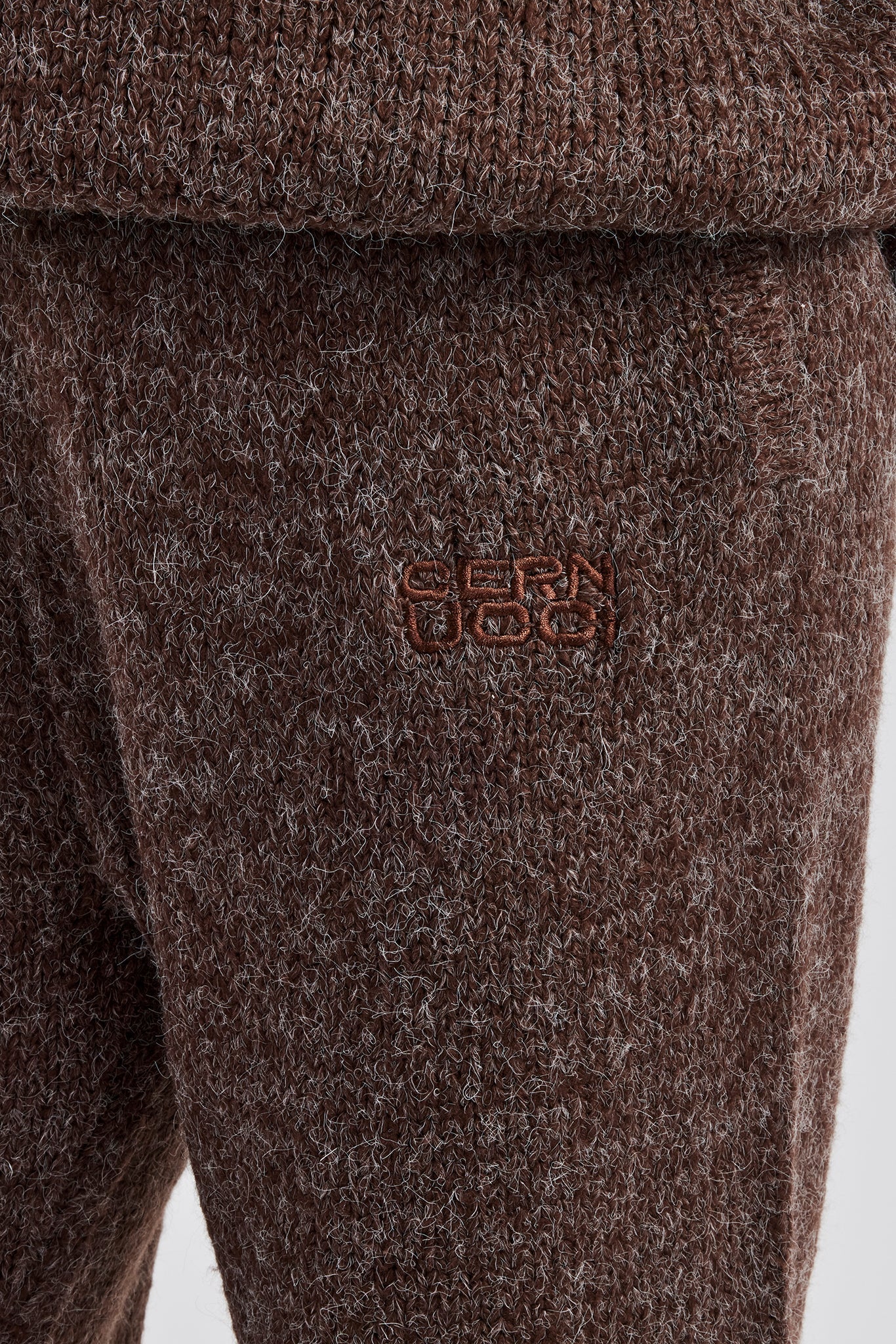 Knit Wide Leg Embroidered Jogger - Chocolate - Image 9