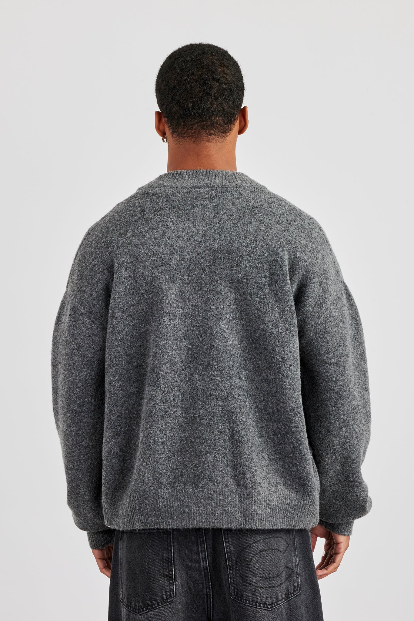 Knitted Bomber Jacket - Grey - Image 3
