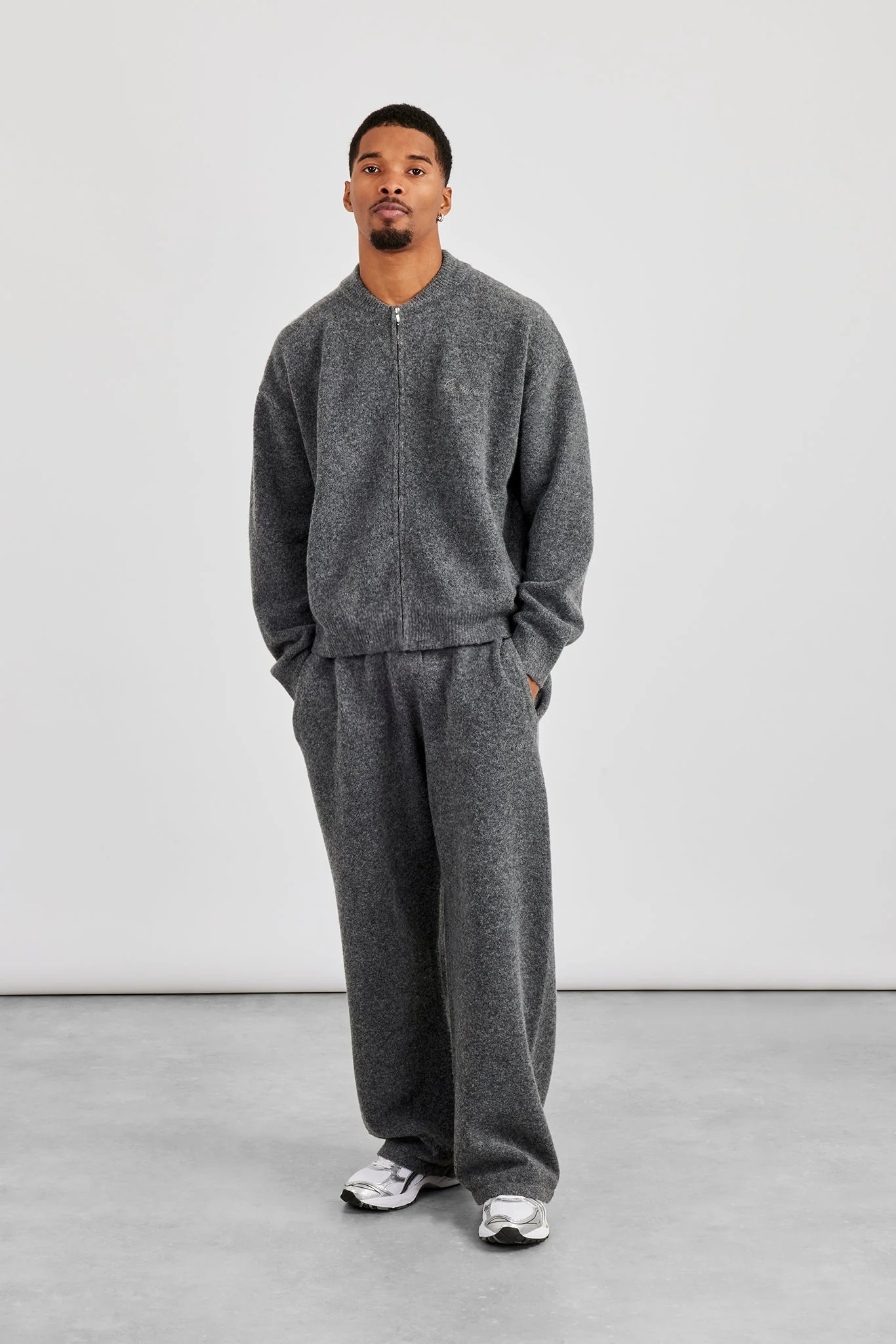Knitted Bomber Jacket & Relaxed Jogger - Grey - Image 2