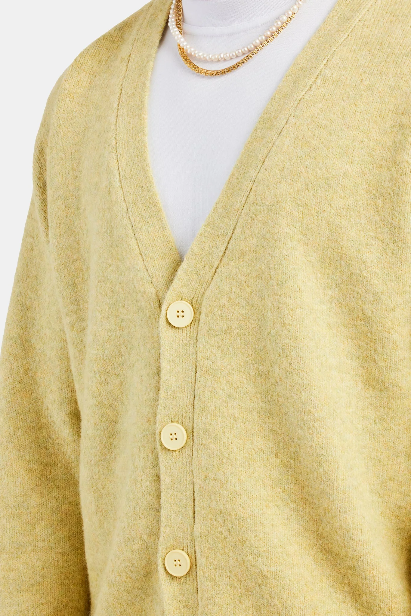 Knitted Button Front Cardigan - Lime - Image 3