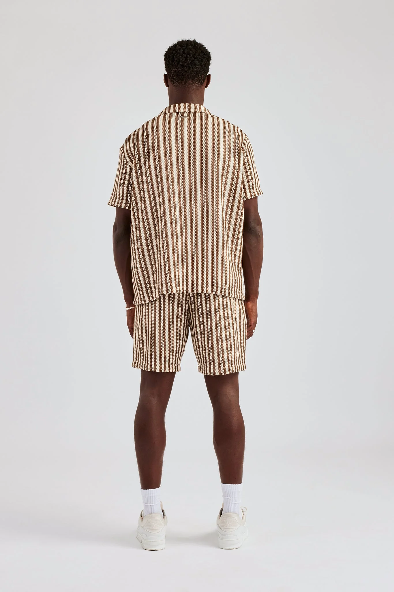 Knitted Contrast Stripe Short - Chocolate - Image 4