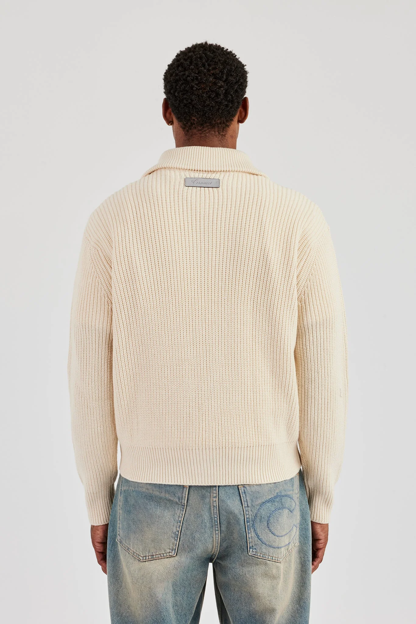 Knitted Funnel Neck Jumper - Off White - Image 4