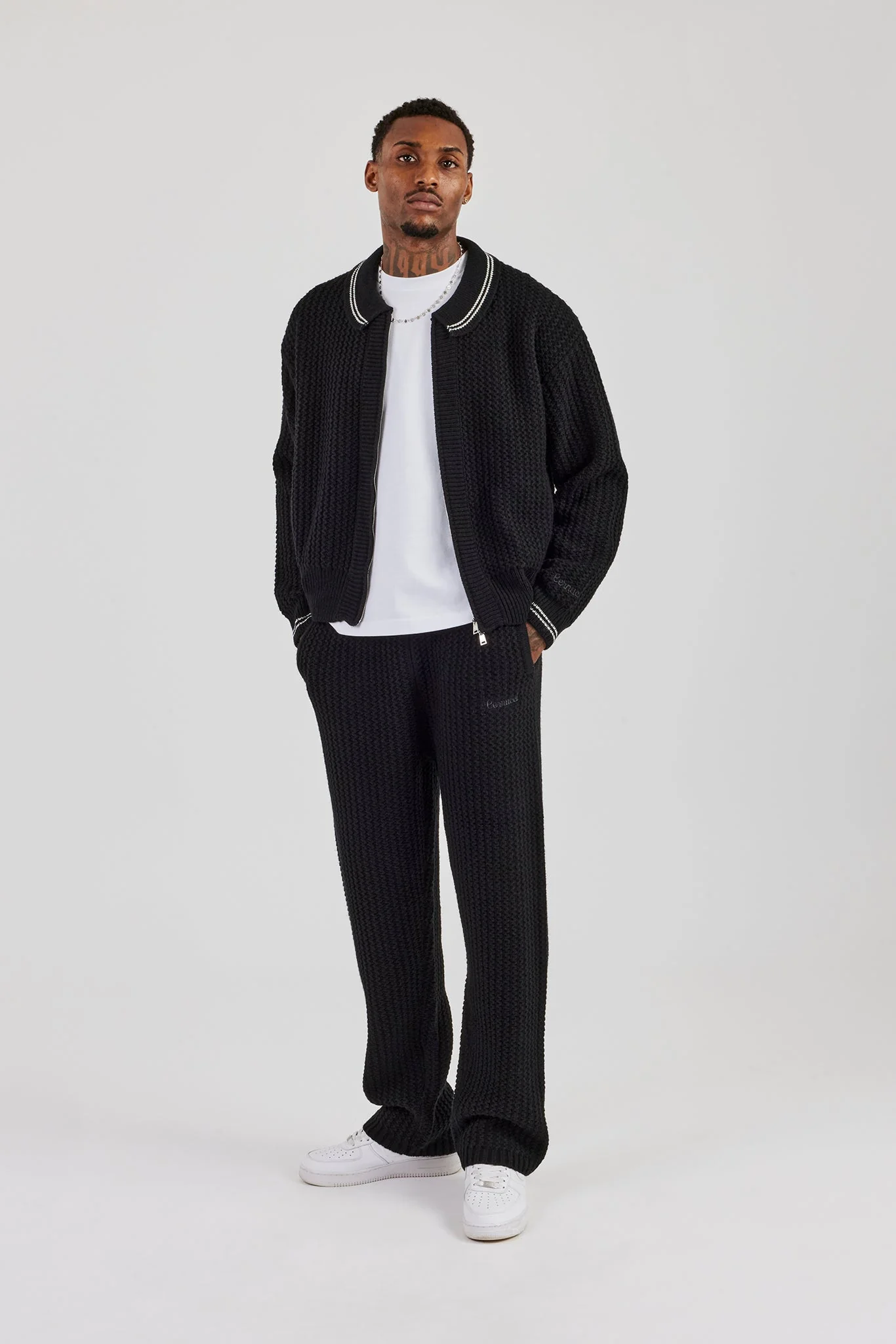 Knitted Harrington & Jogger - Black