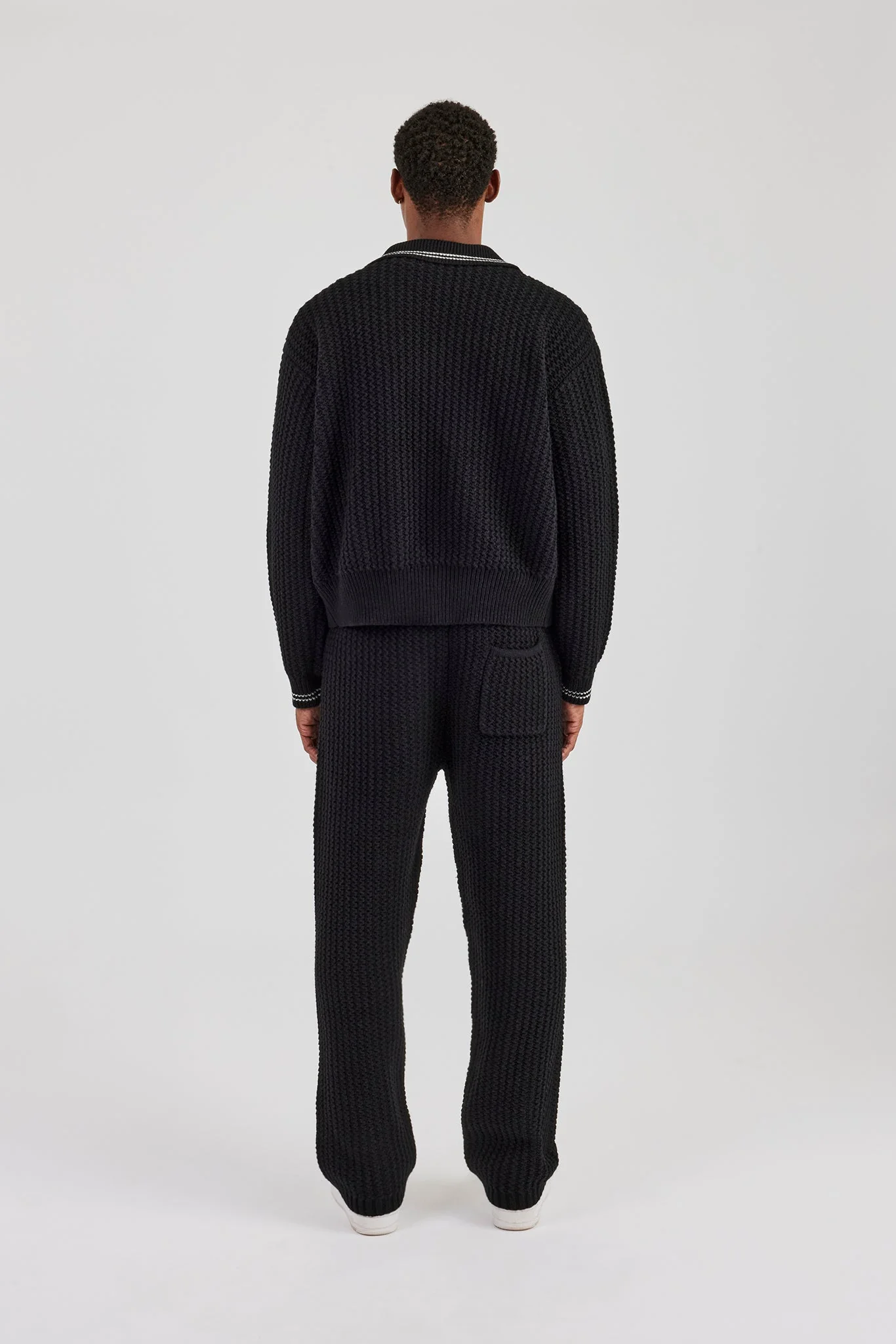 Knitted Harrington & Jogger - Black - Image 3