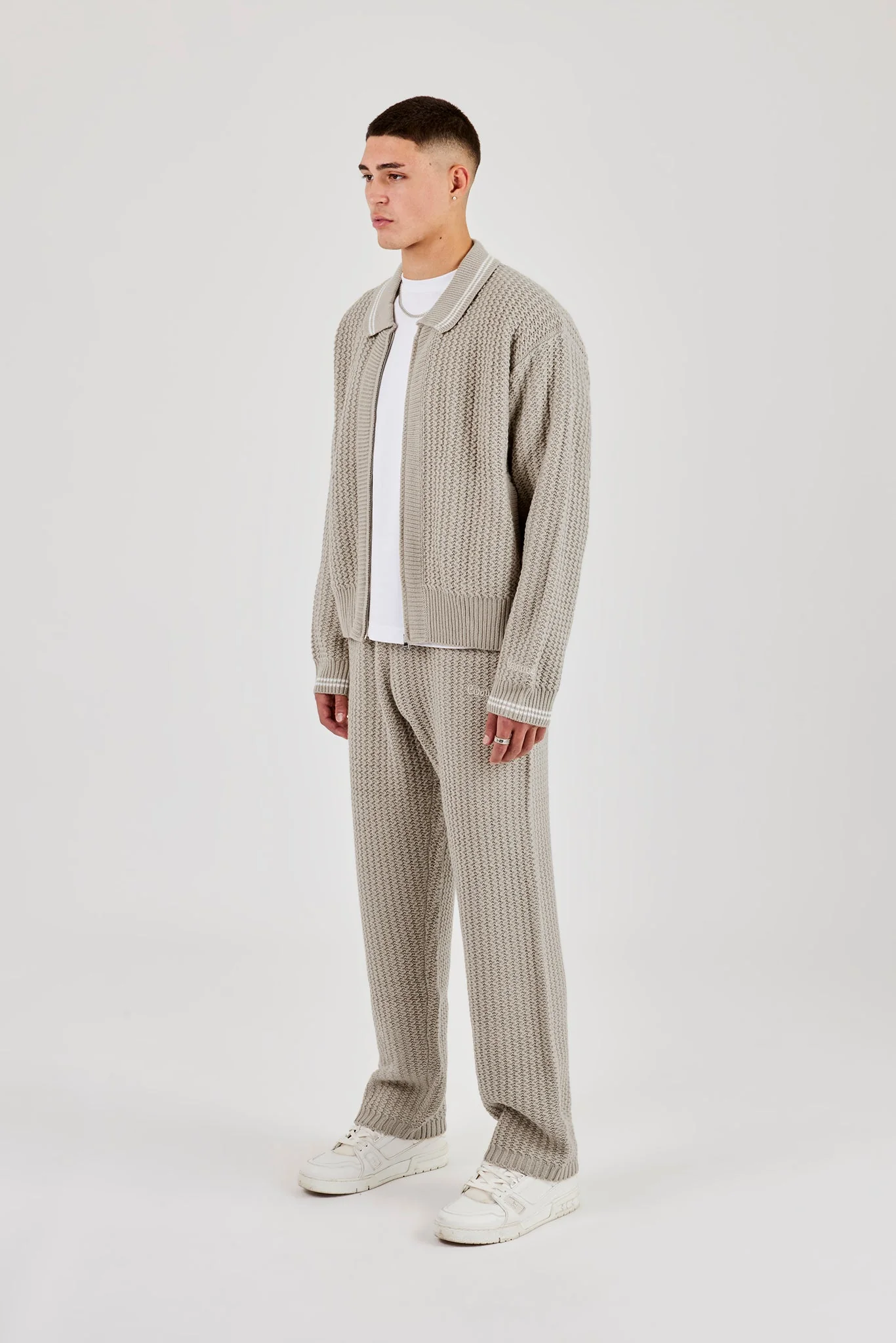 Knitted Harrington & Jogger - Taupe - Image 2