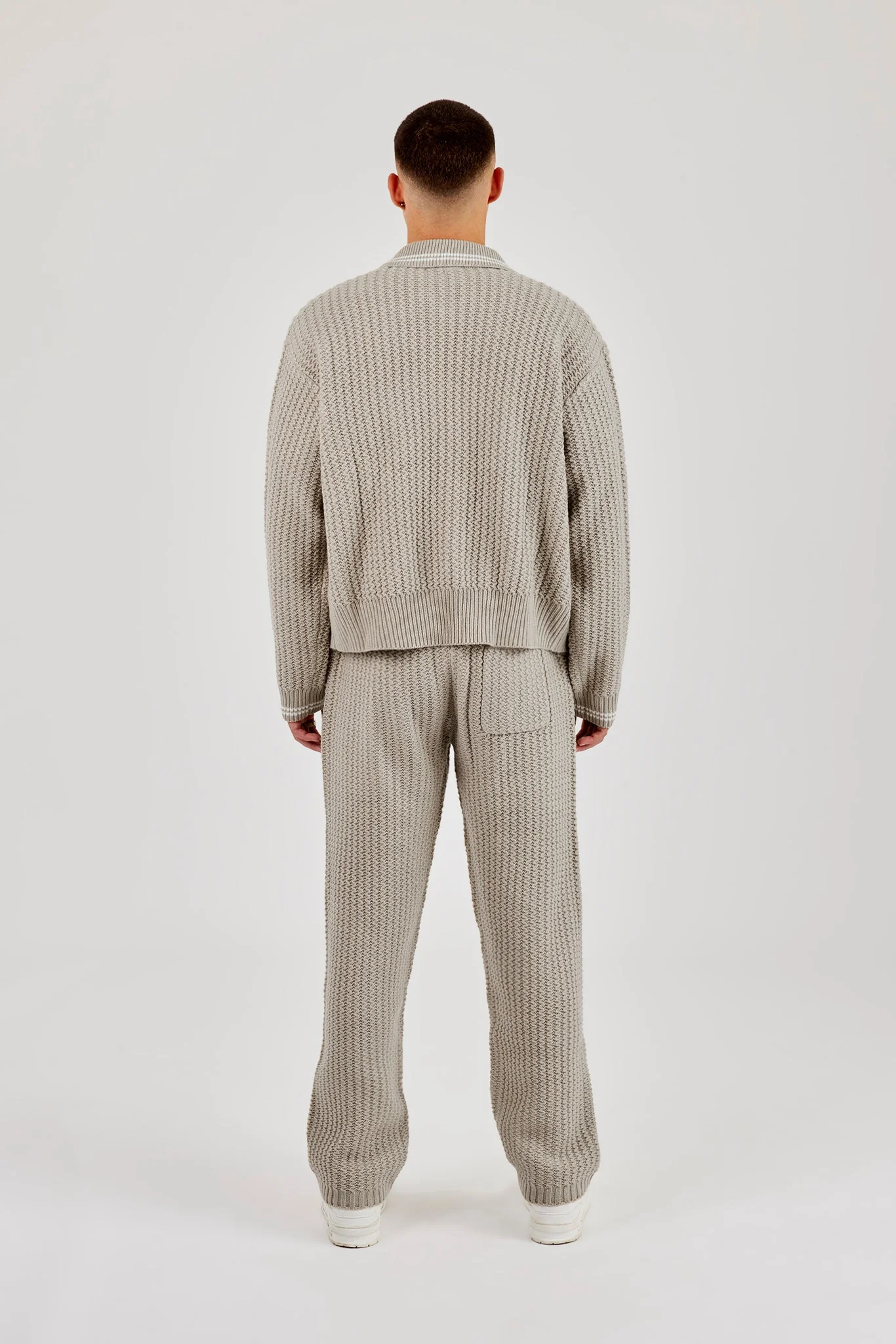 Knitted Harrington & Jogger - Taupe - Image 3