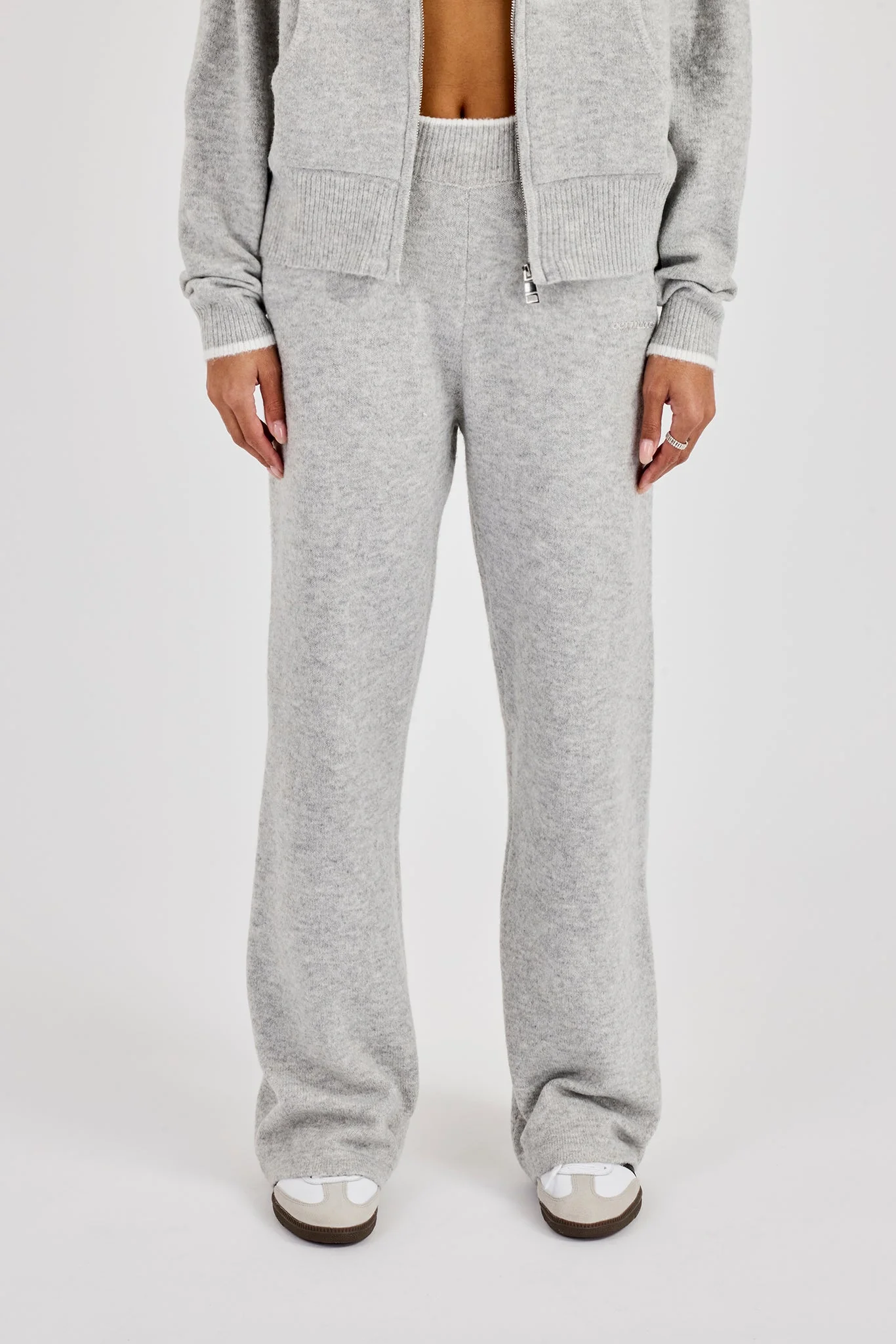 Knitted Jogger With Contrast Tipping - Grey - Image 2