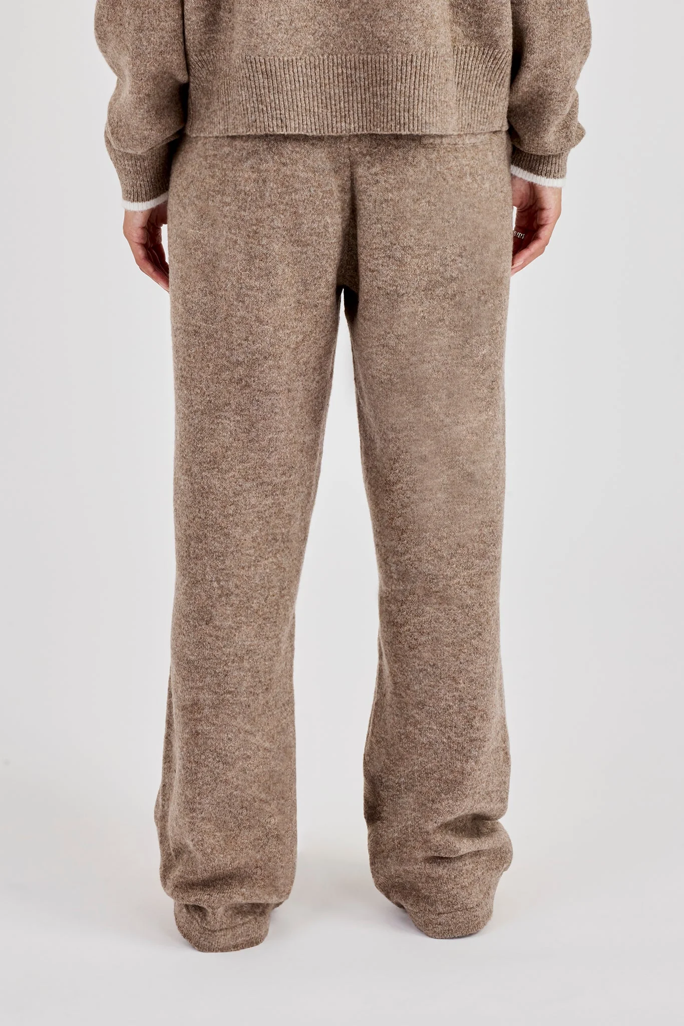 Knitted Jogger With Contrast Tipping - Taupe - Image 3