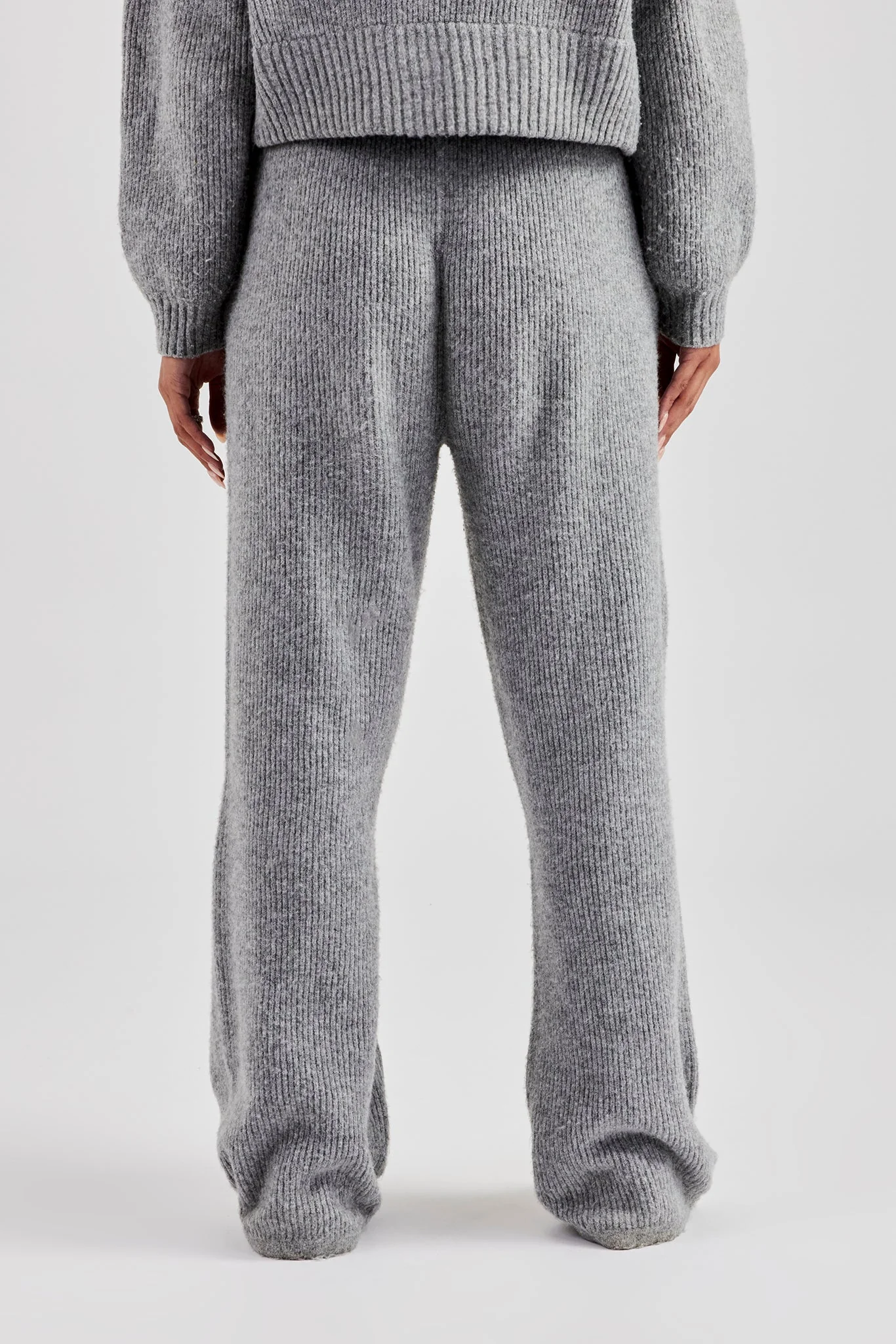 Knitted Straight Leg Trouser - Grey - Image 4