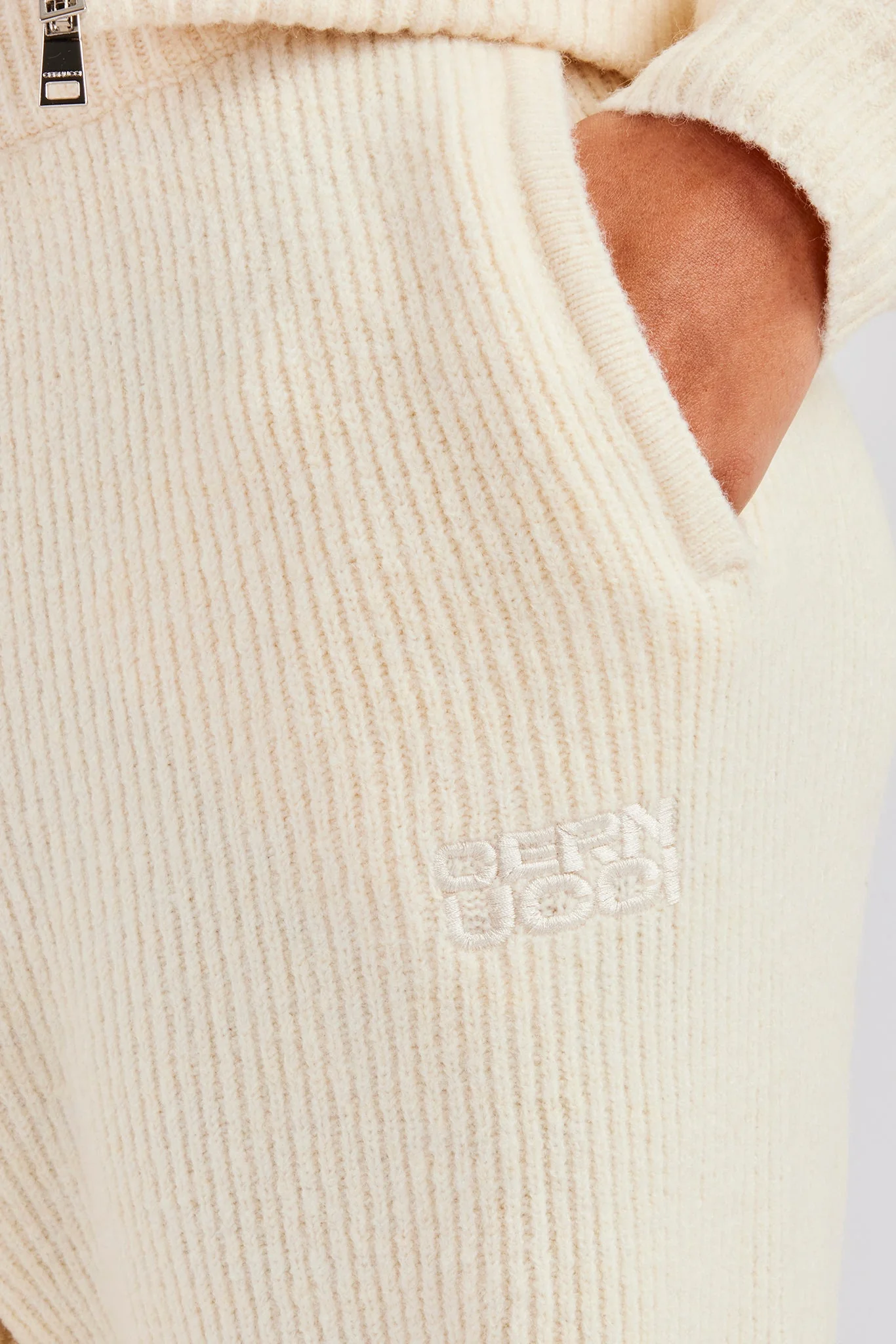 Knitted Straight Leg Trouser - Oatmeal - Image 3
