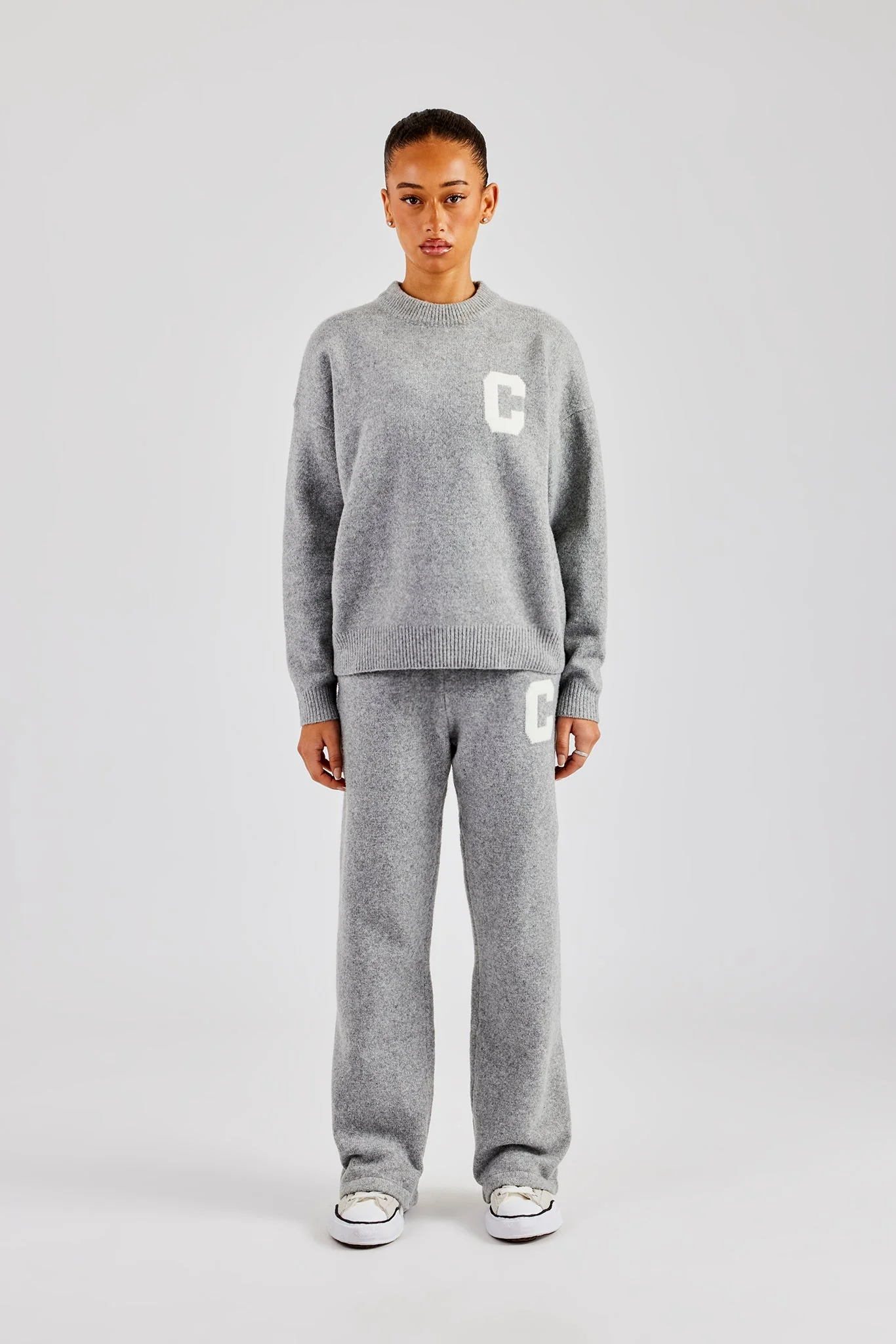 Knitted Sweatshirt Tracksuit - Grey - Image 2
