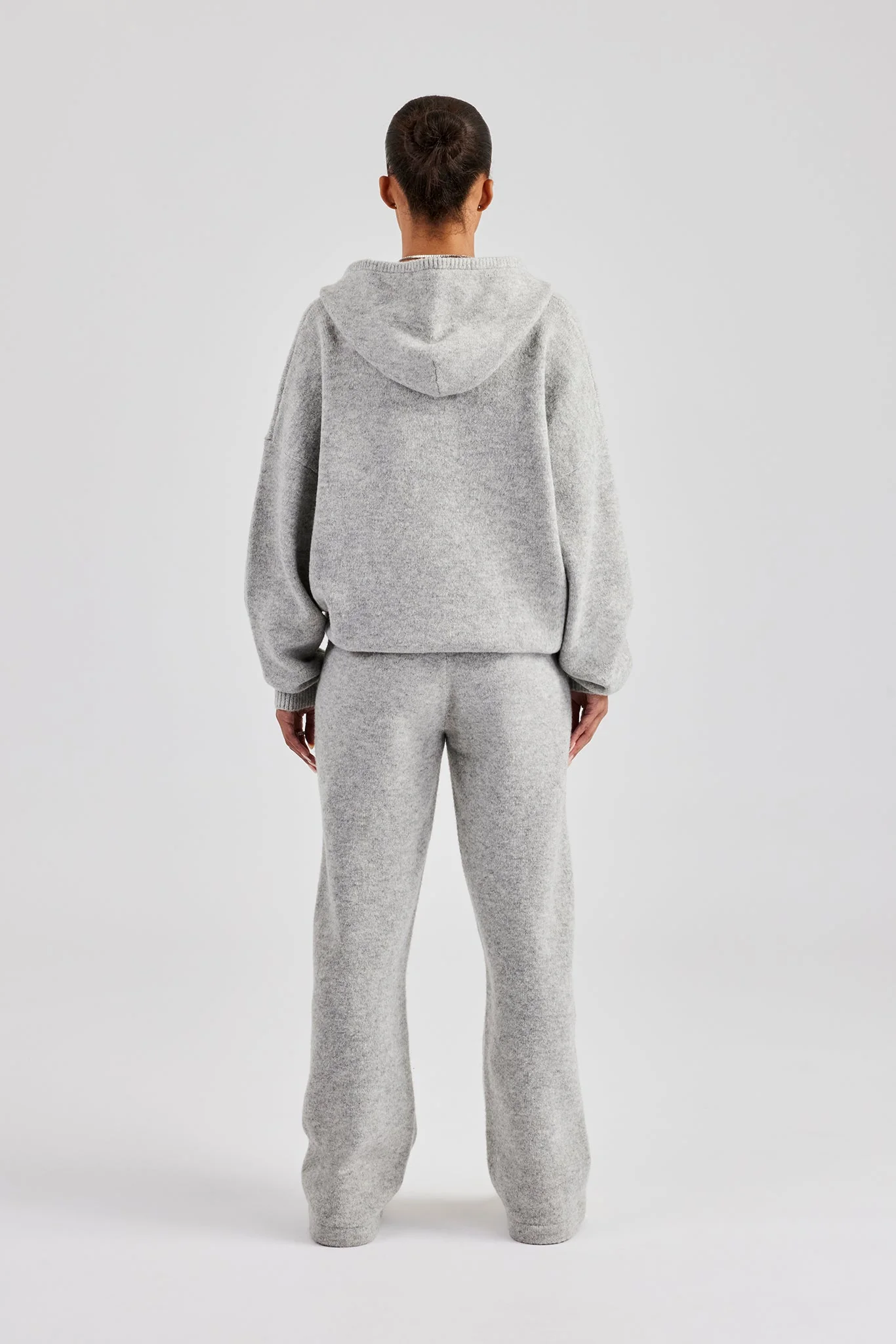Knitted Zip Through Tracksuit - Light Grey - Image 3