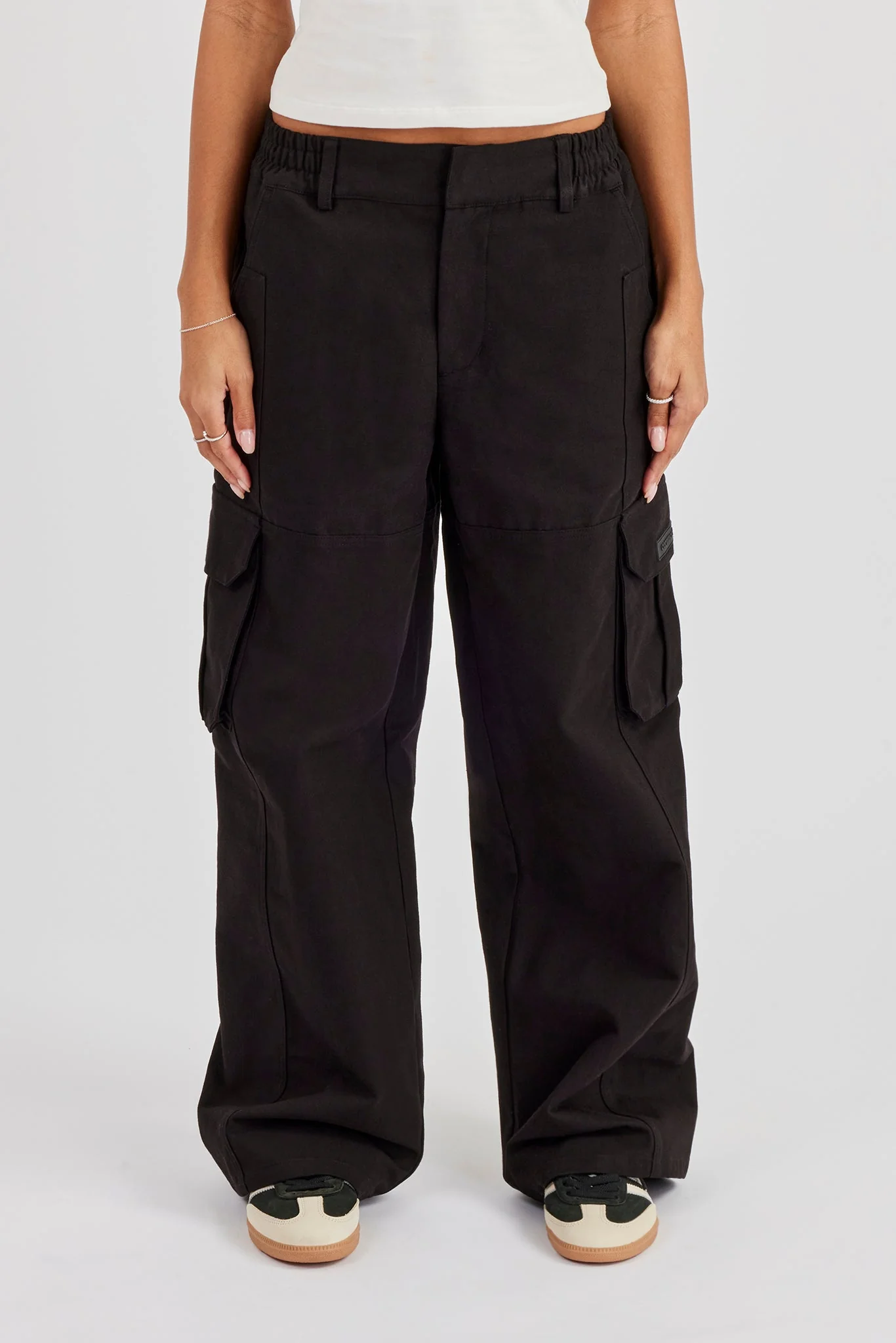 Ladies Baggy Cargo Trouser- Black - Image 4