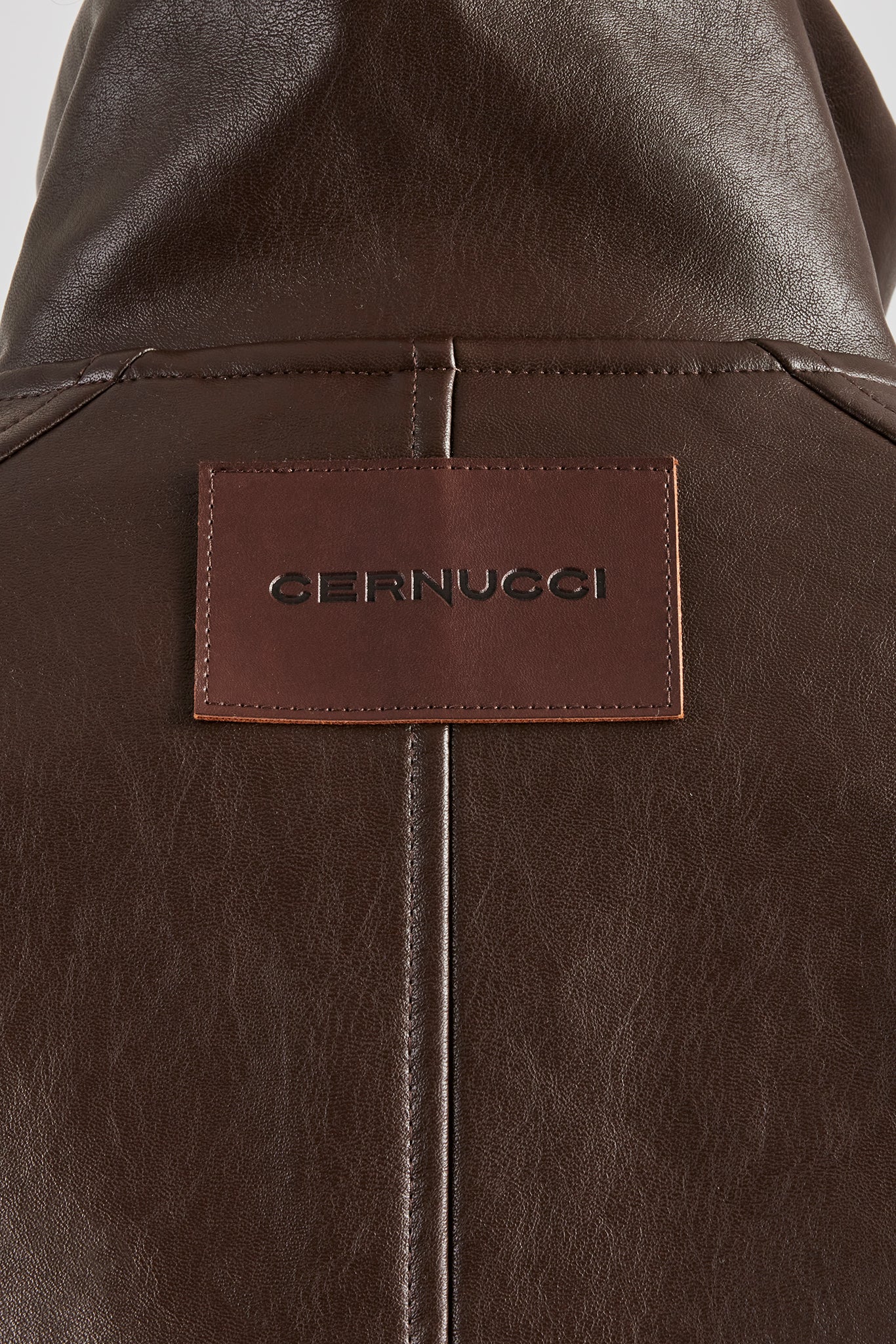 Ladies Faux Leather Trench Coat - Chocolate - Image 2
