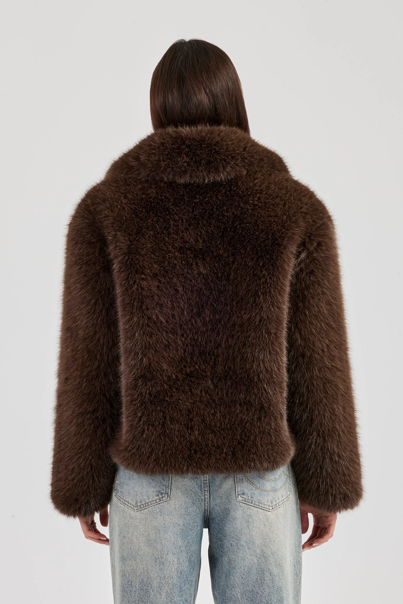 Ladies Fur Jacket - Brown - Image 4