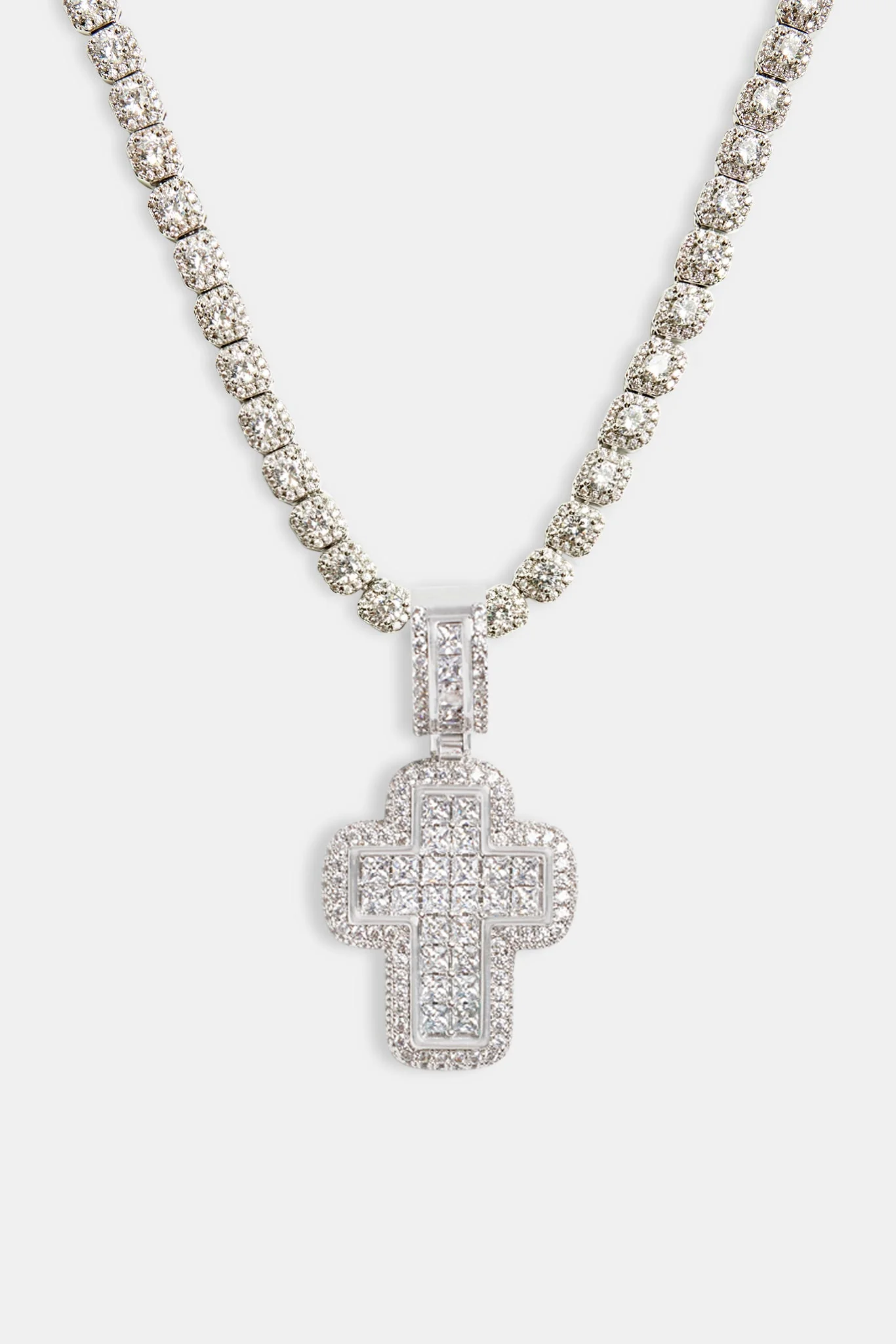 Large 70mm Iced CZ Baguette Cross Pendant - Image 2