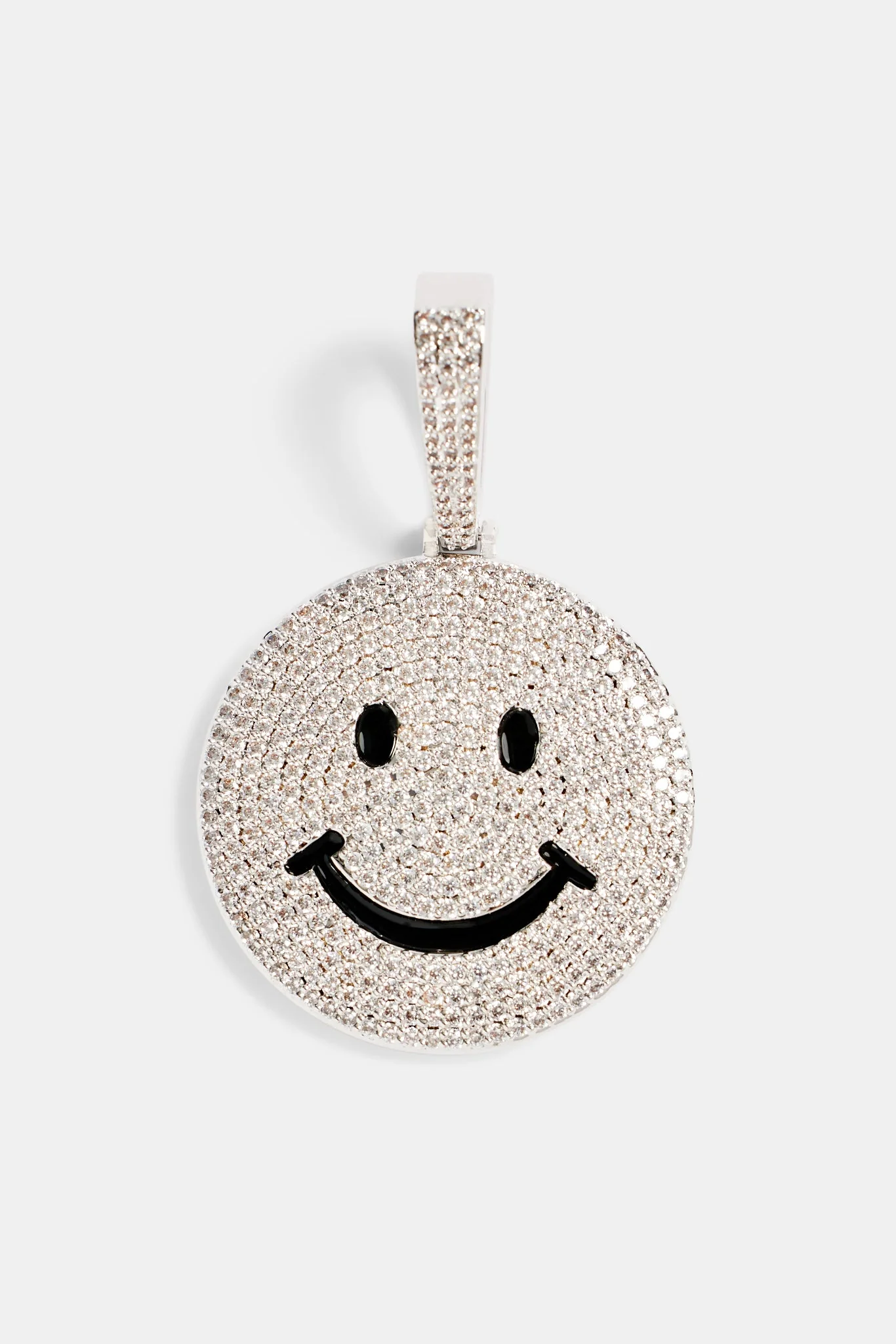 Large Iced CZ Happy Face Pendant - Image 2