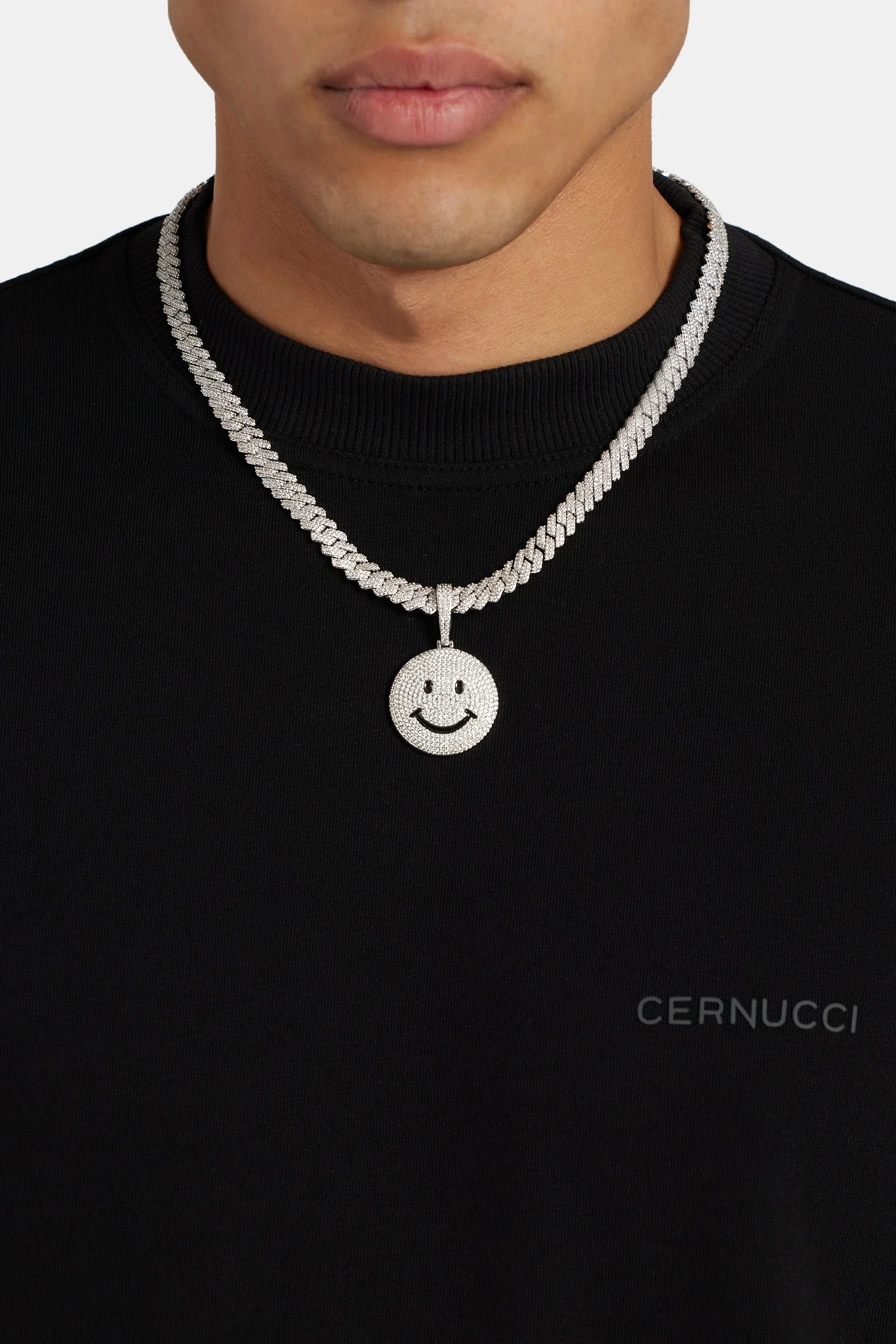 Large Iced CZ Happy Face Pendant - Image 3